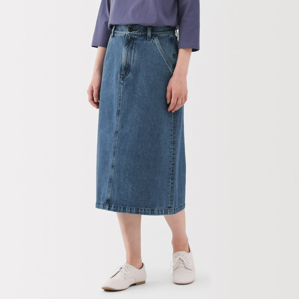 Kapok Blend Denim A-Line Skirt