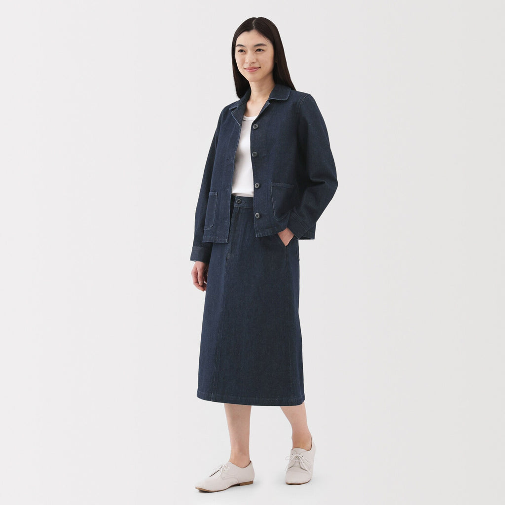 Kapok Blend Denim A-Line Skirt