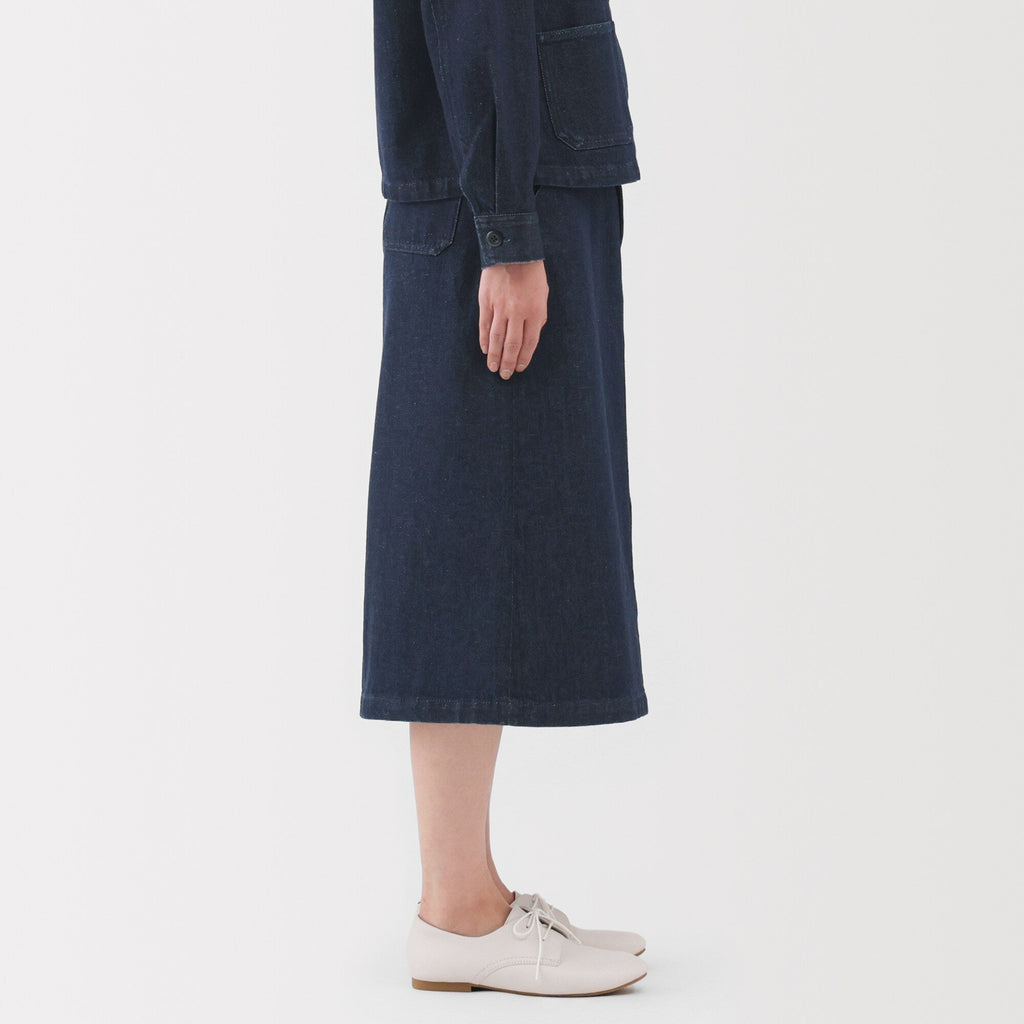 Kapok Blend Denim A-Line Skirt