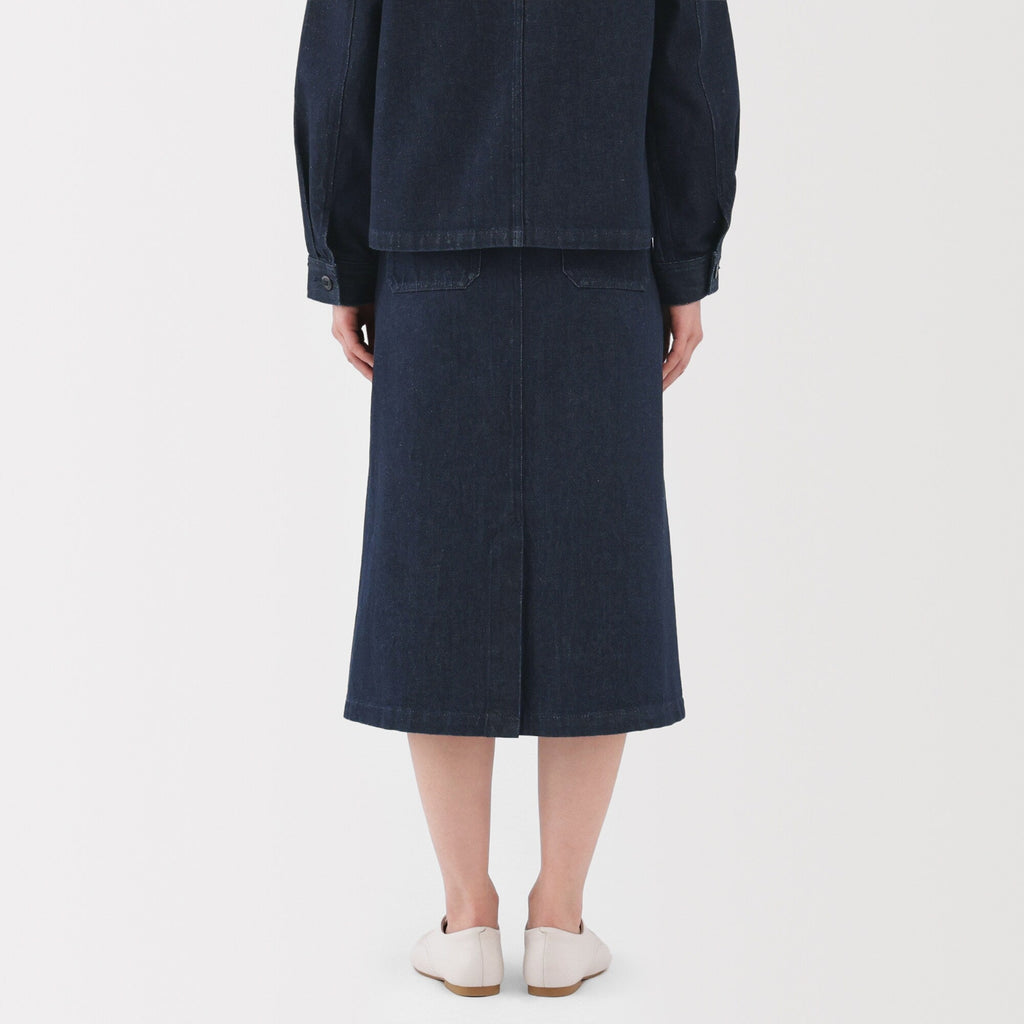 Kapok Blend Denim A-Line Skirt