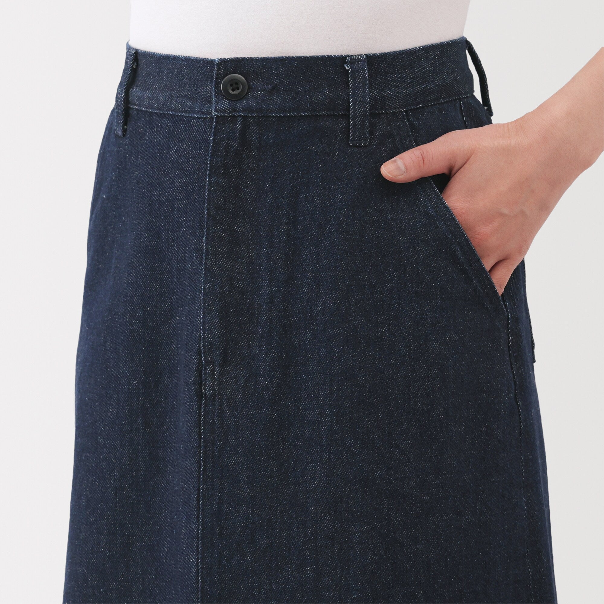 Kapok Blend Denim A-Line Skirt
