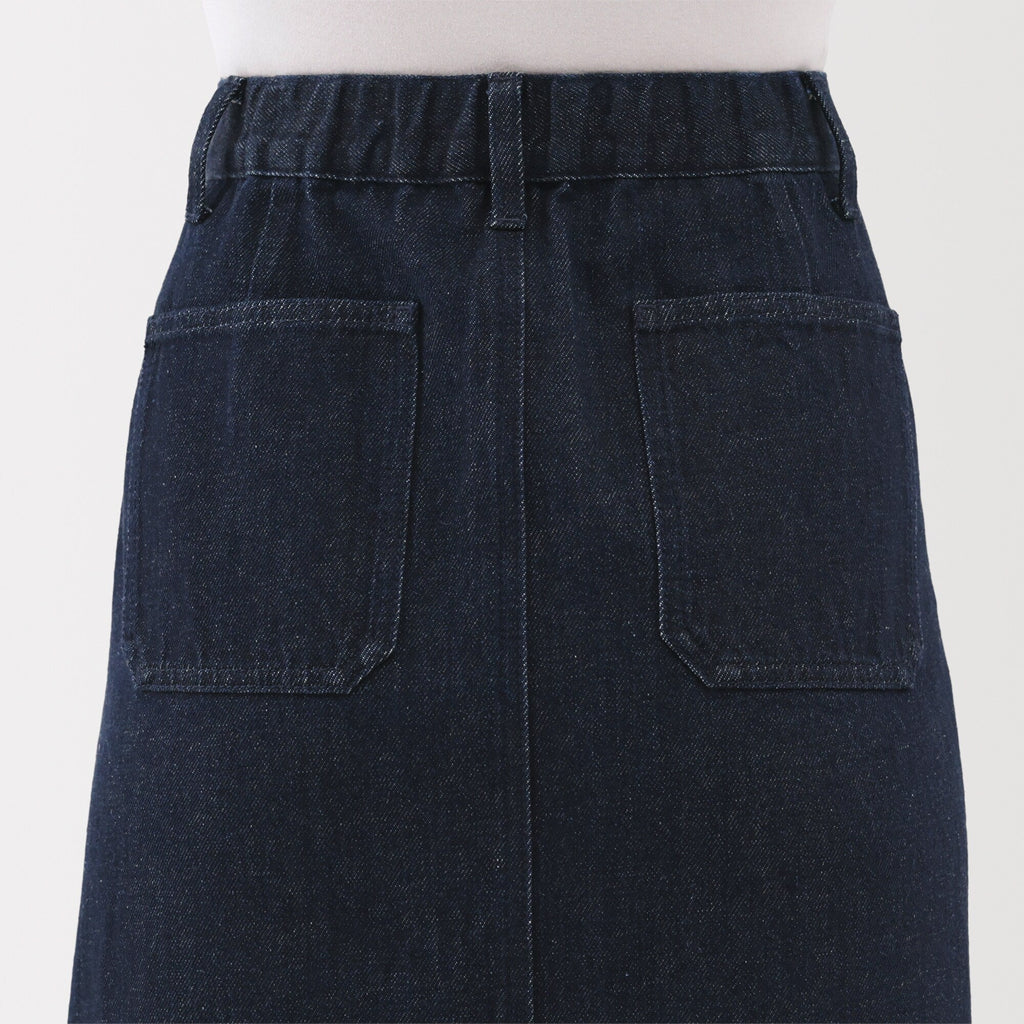 Kapok Blend Denim A-Line Skirt