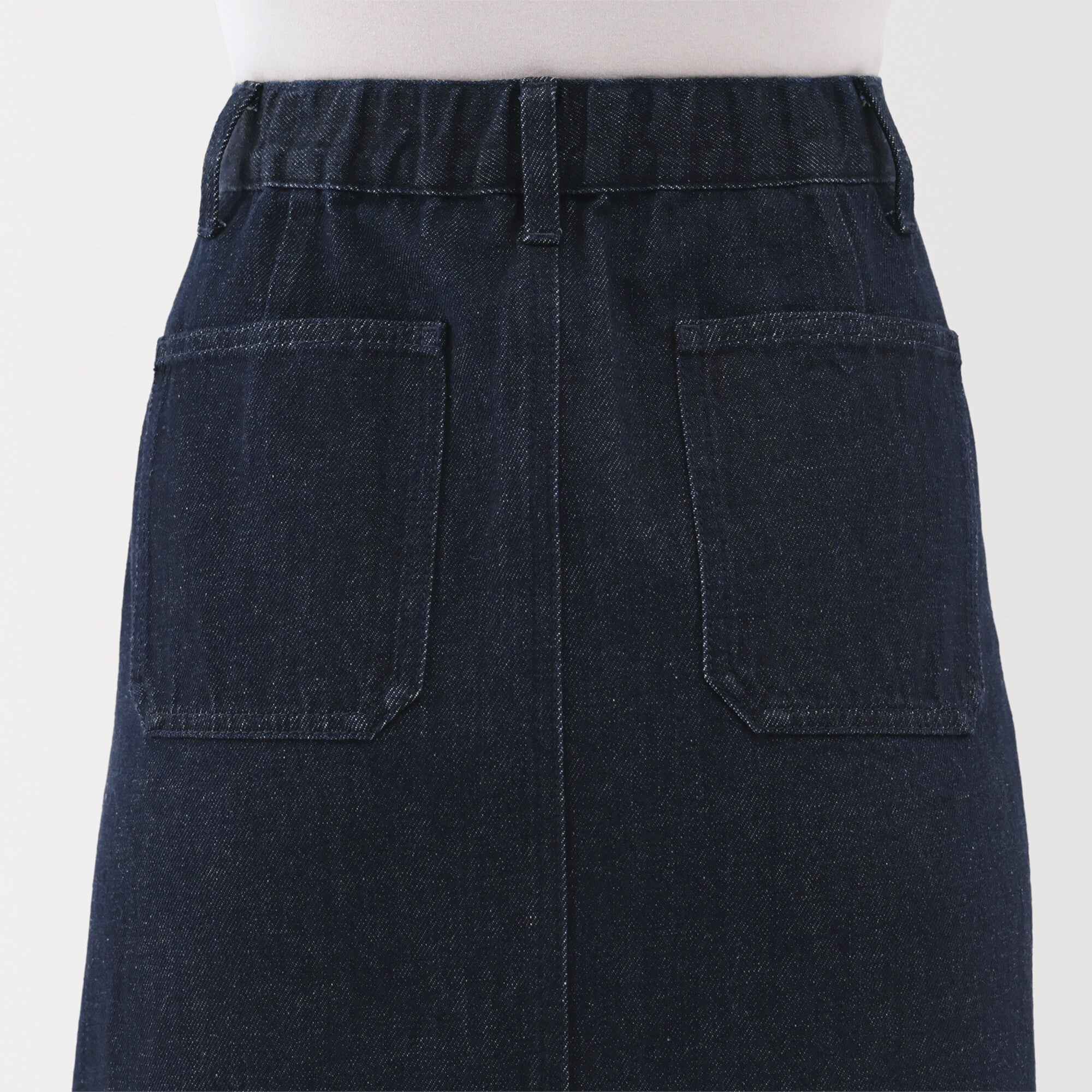 Kapok Blend Denim A-Line Skirt