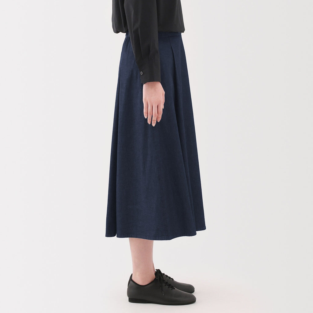 Women's Stretch Lightweight Denim Flared Skirt