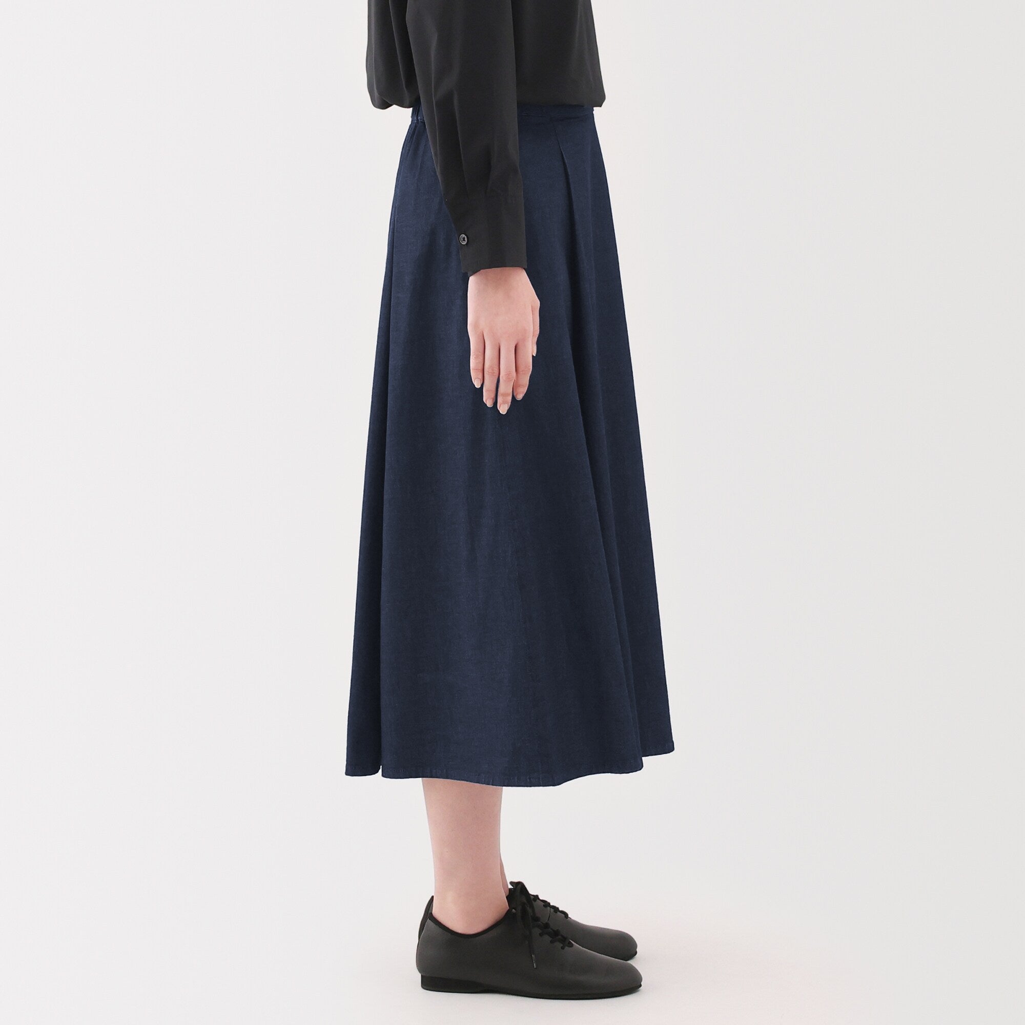 Women's Stretch Lightweight Denim Flared Skirt