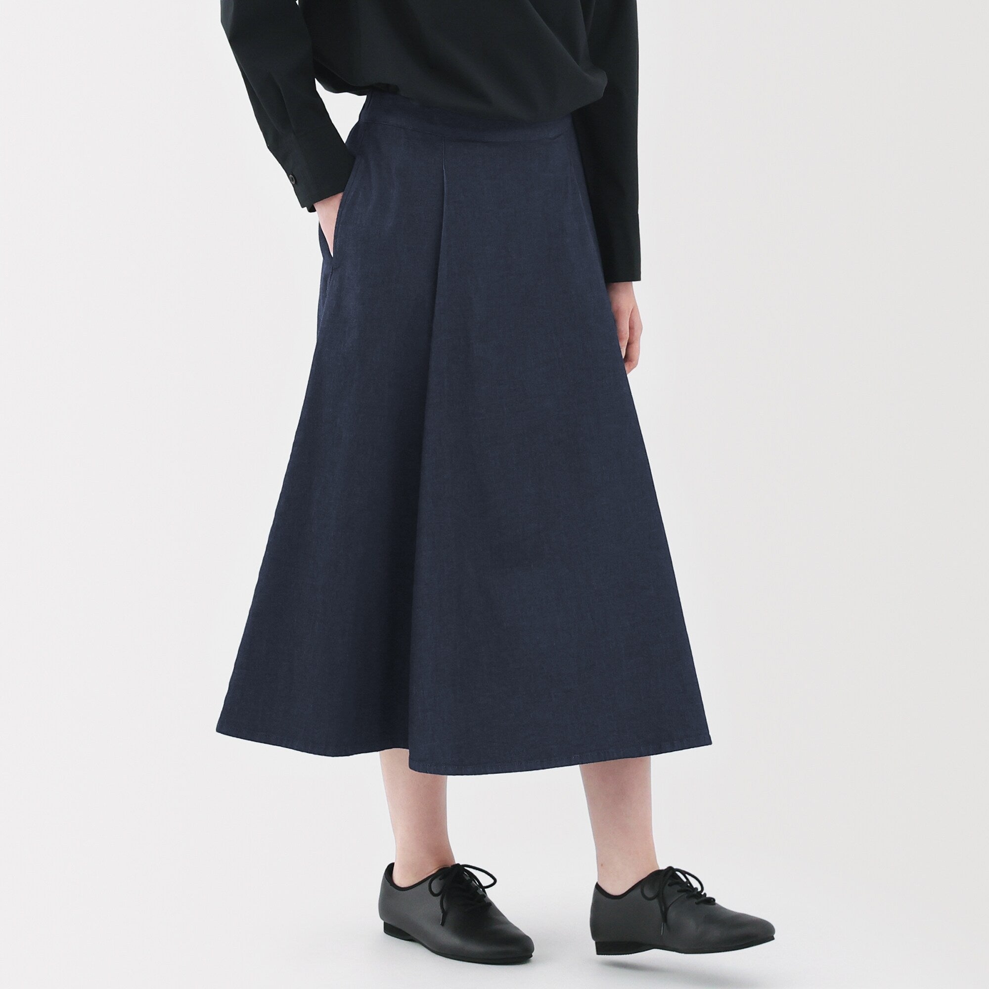 Women's Stretch Lightweight Denim Flared Skirt