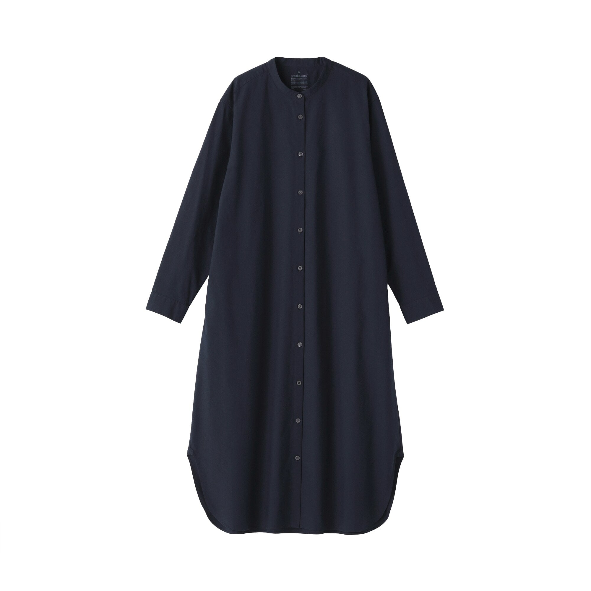 Women's Washed Broadcloth Stand Collar Long-Sleeve Dress