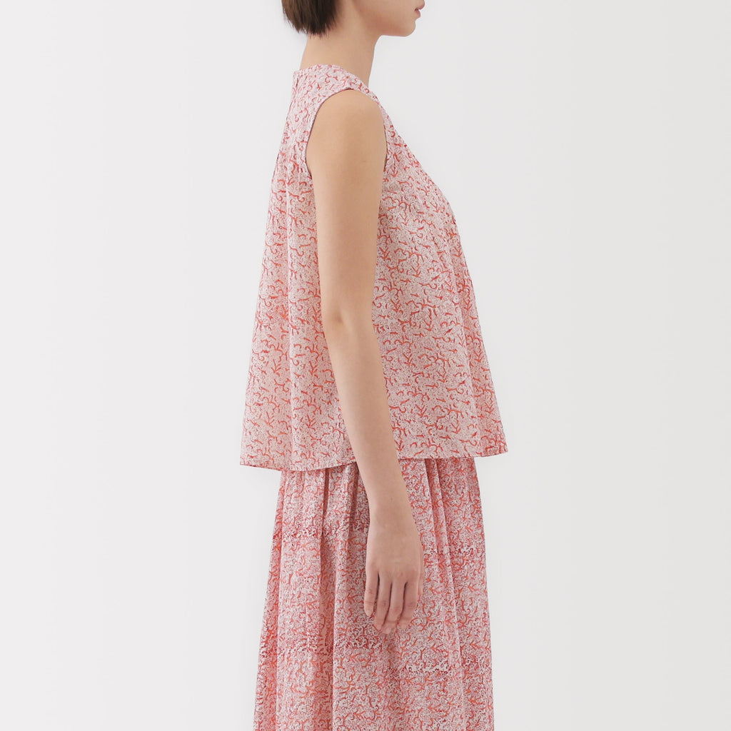 Women's Block Print Sleeveless Blouse