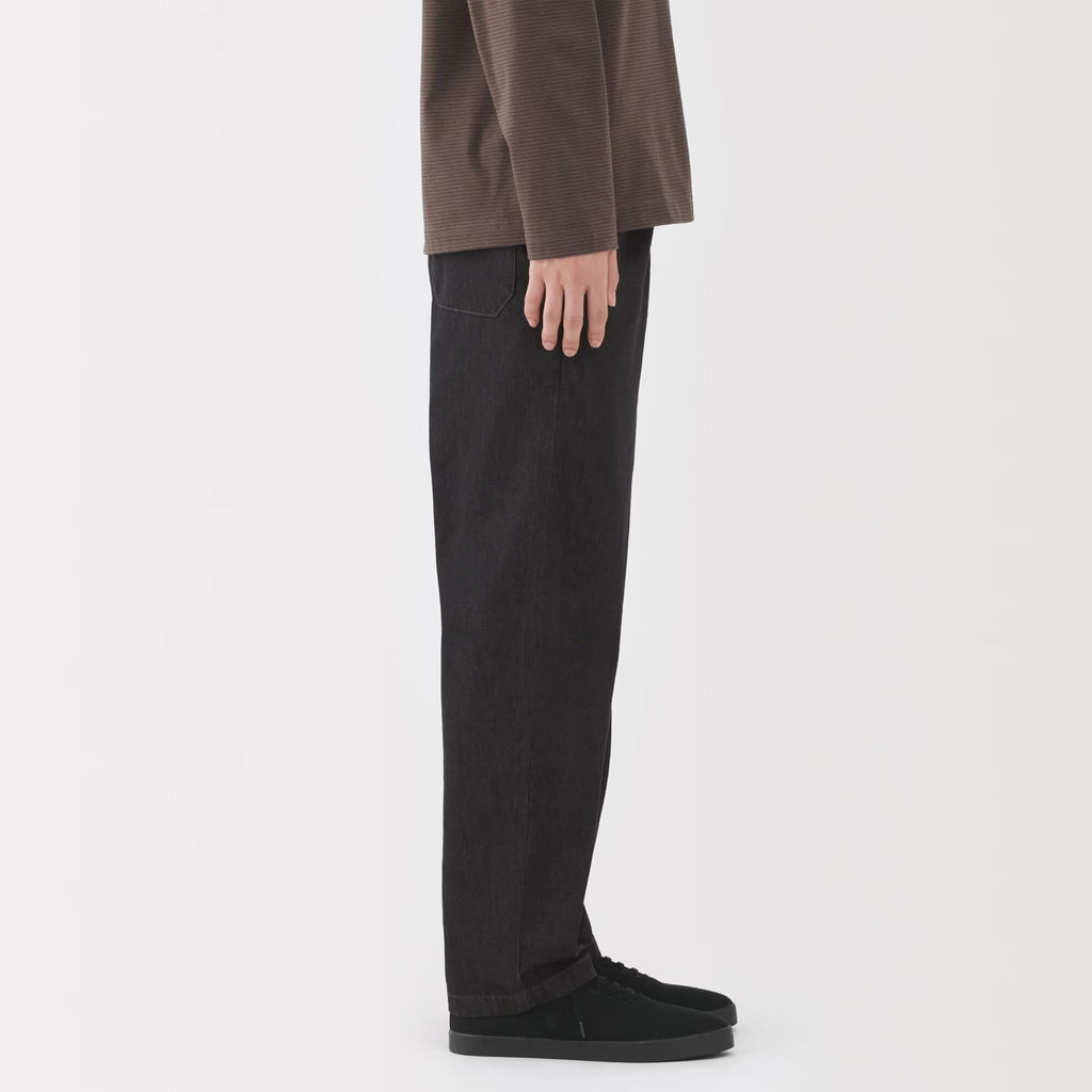 Men's Washed Denim Easy Pants - Black