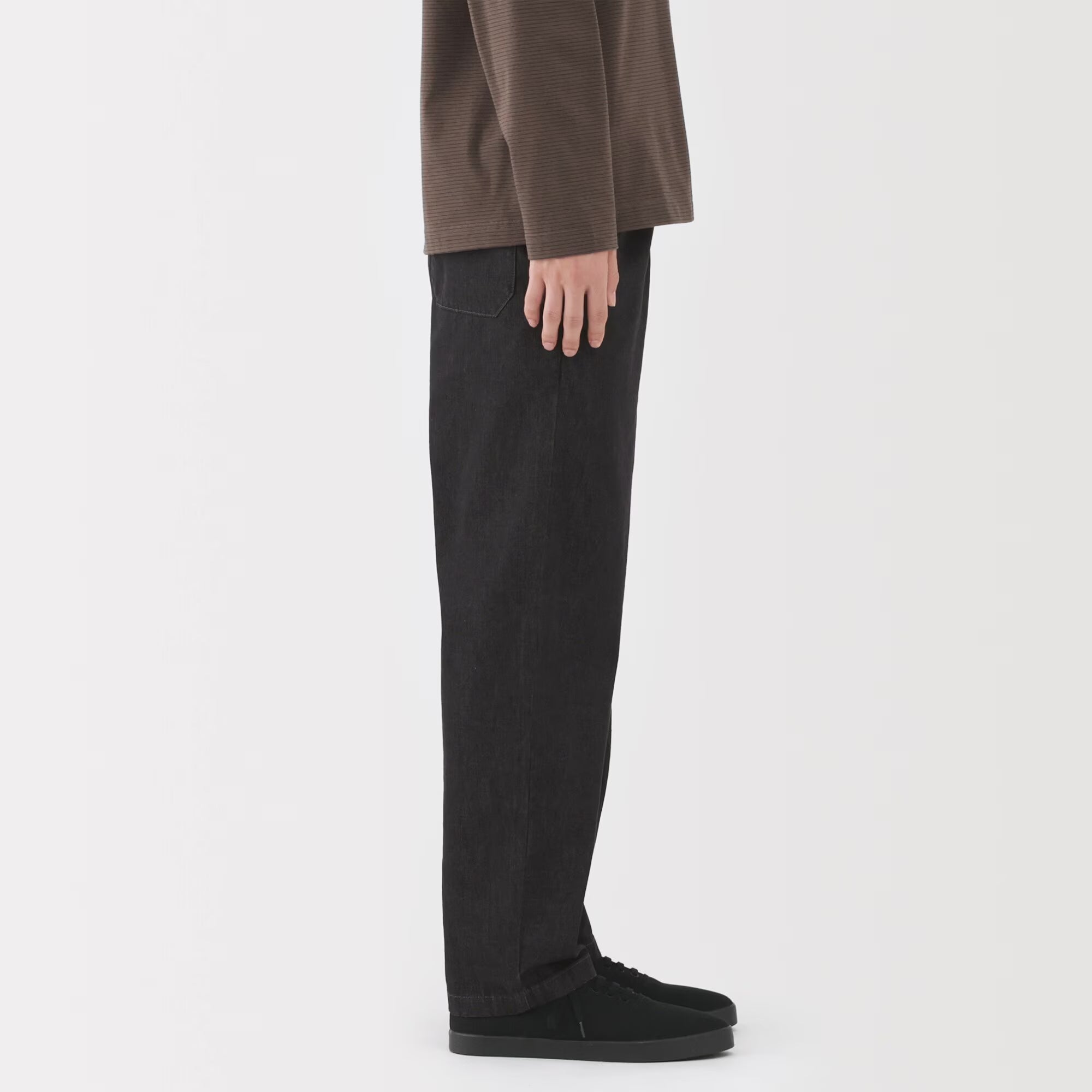 Men's Washed Denim Easy Pants - Black
