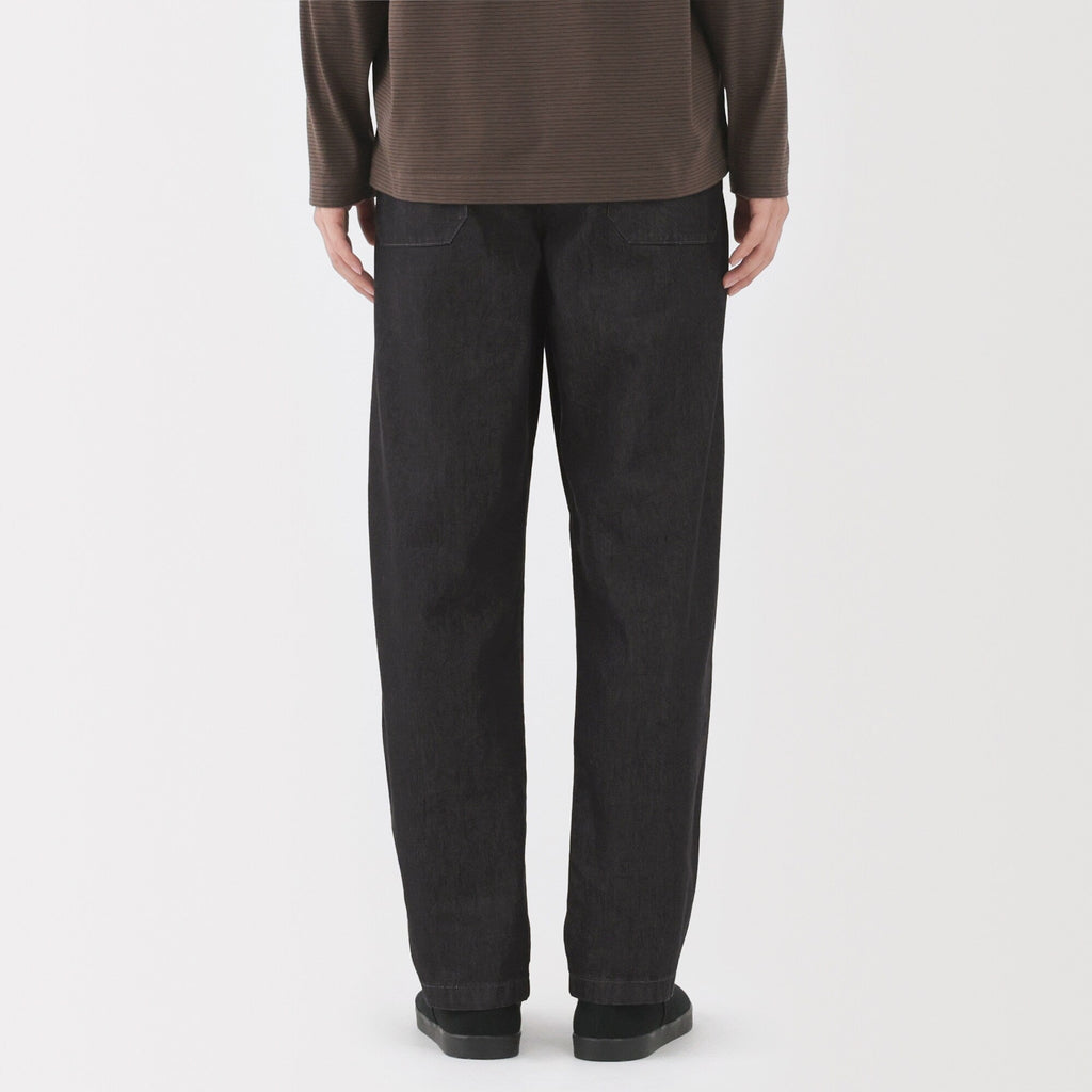 Men's Washed Denim Easy Pants - Black