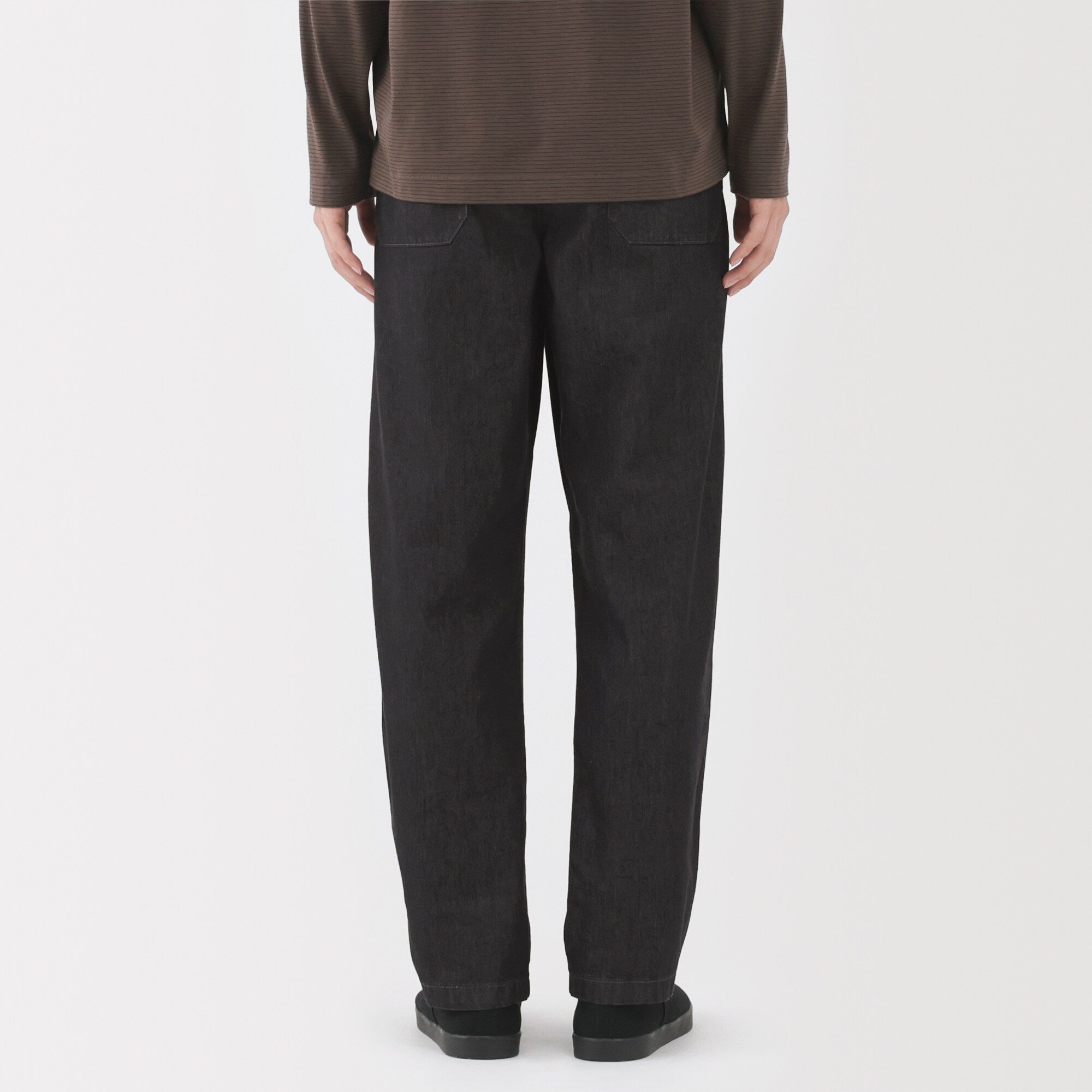 Men's Washed Denim Easy Pants - Black