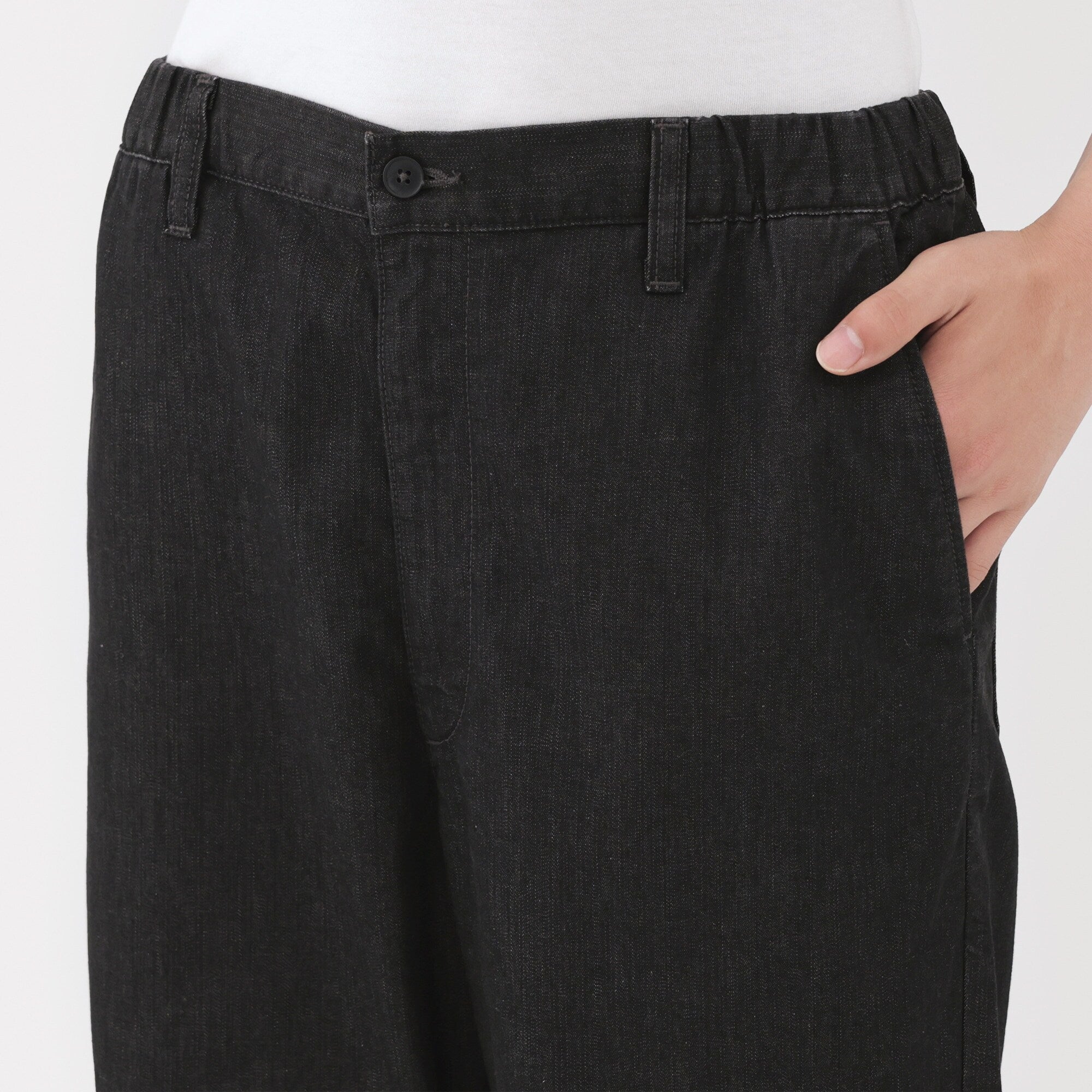 Men's Washed Denim Easy Pants - Black