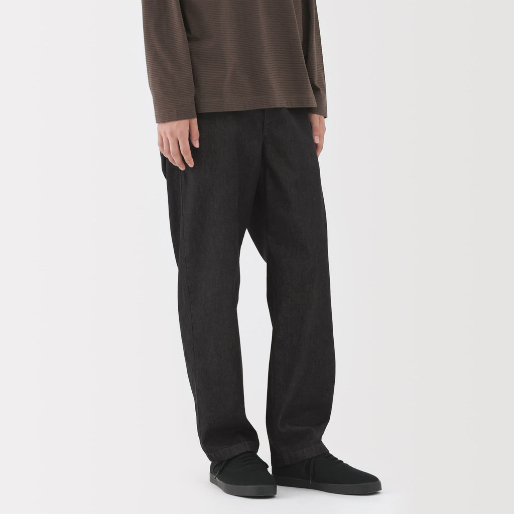 Men's Washed Denim Easy Pants - Black