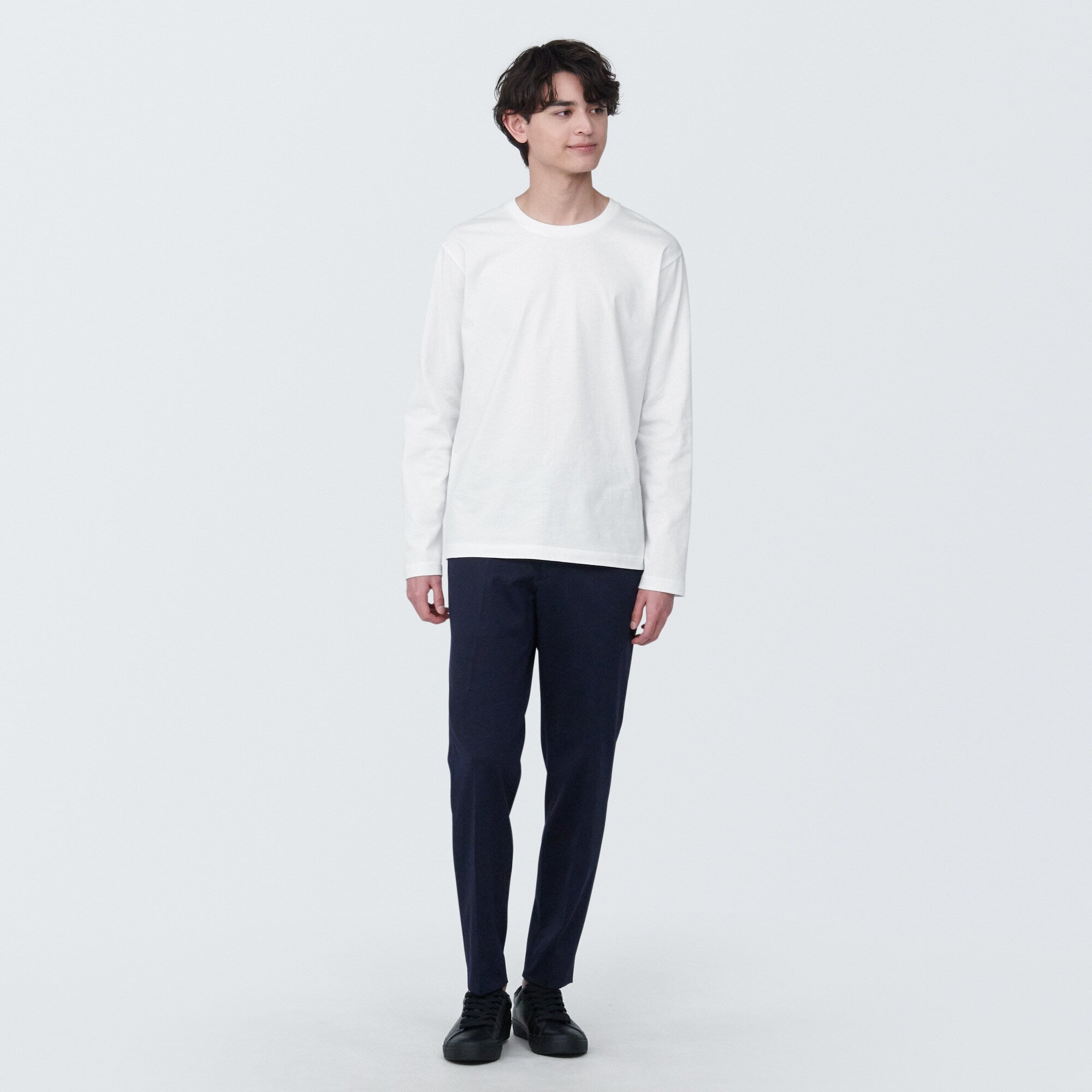 Men's Washed Jersey Crew Neck Long Sleeve T-Shirt