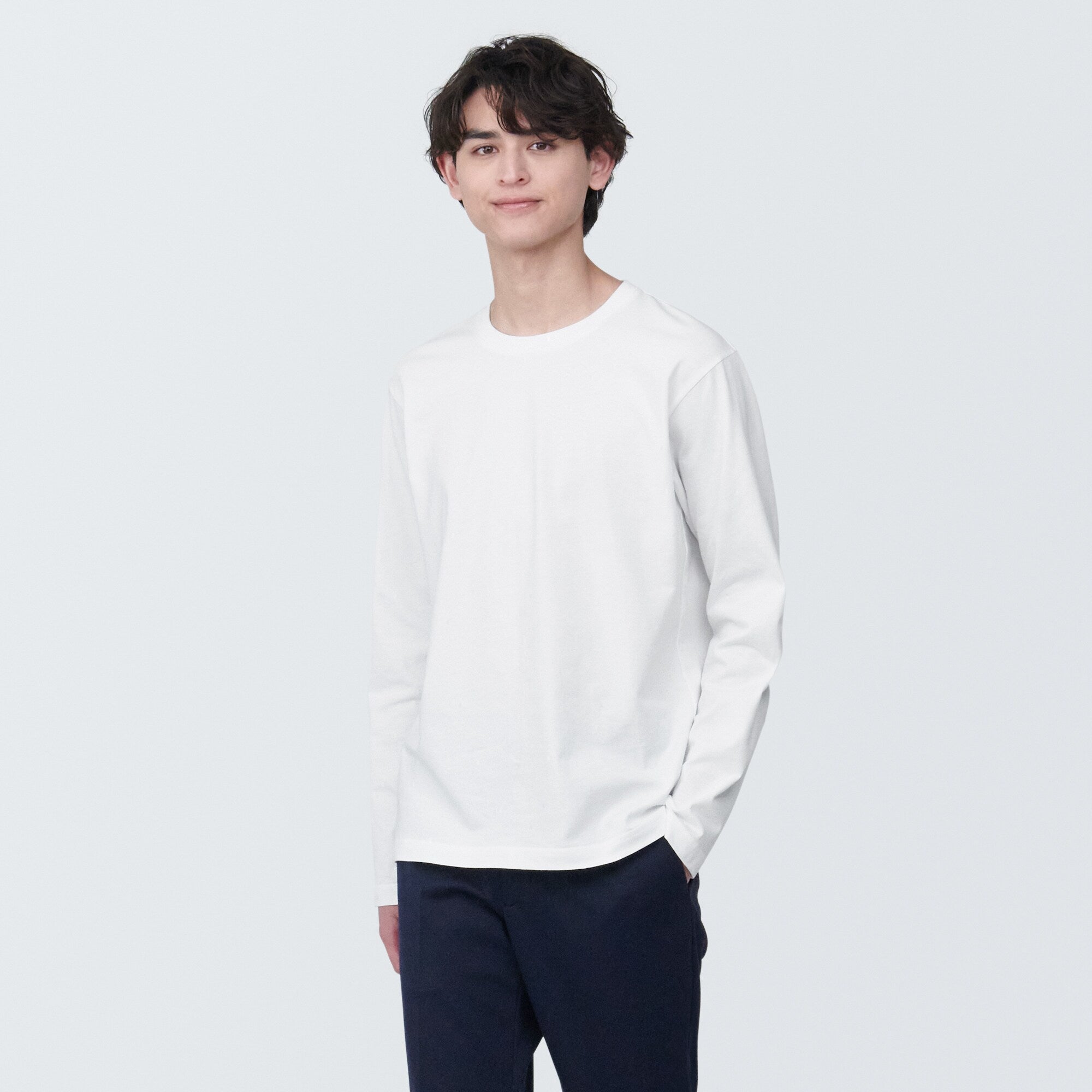 Men's Washed Jersey Crew Neck Long Sleeve T-Shirt