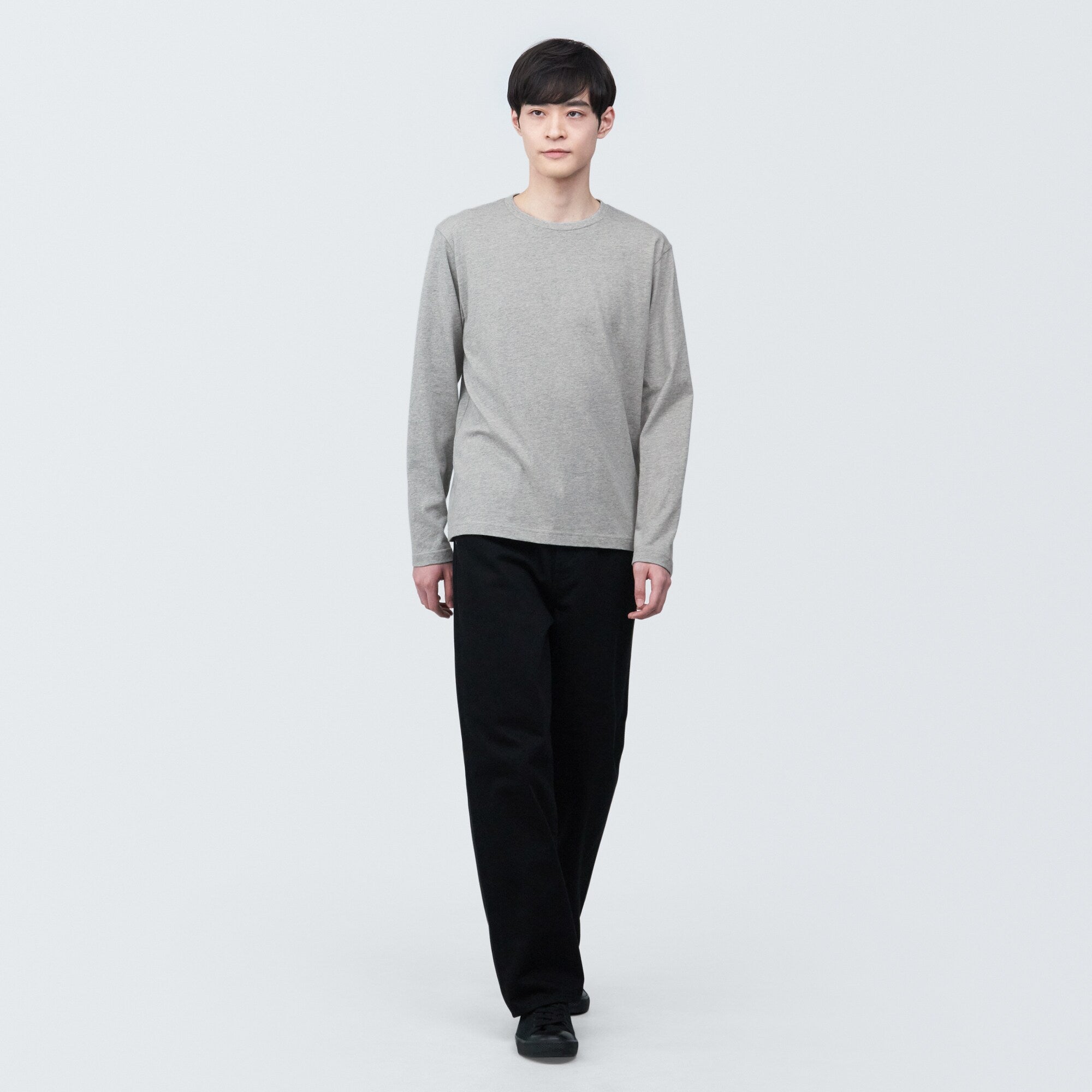 Men's Washed Jersey Crew Neck Long Sleeve T-Shirt