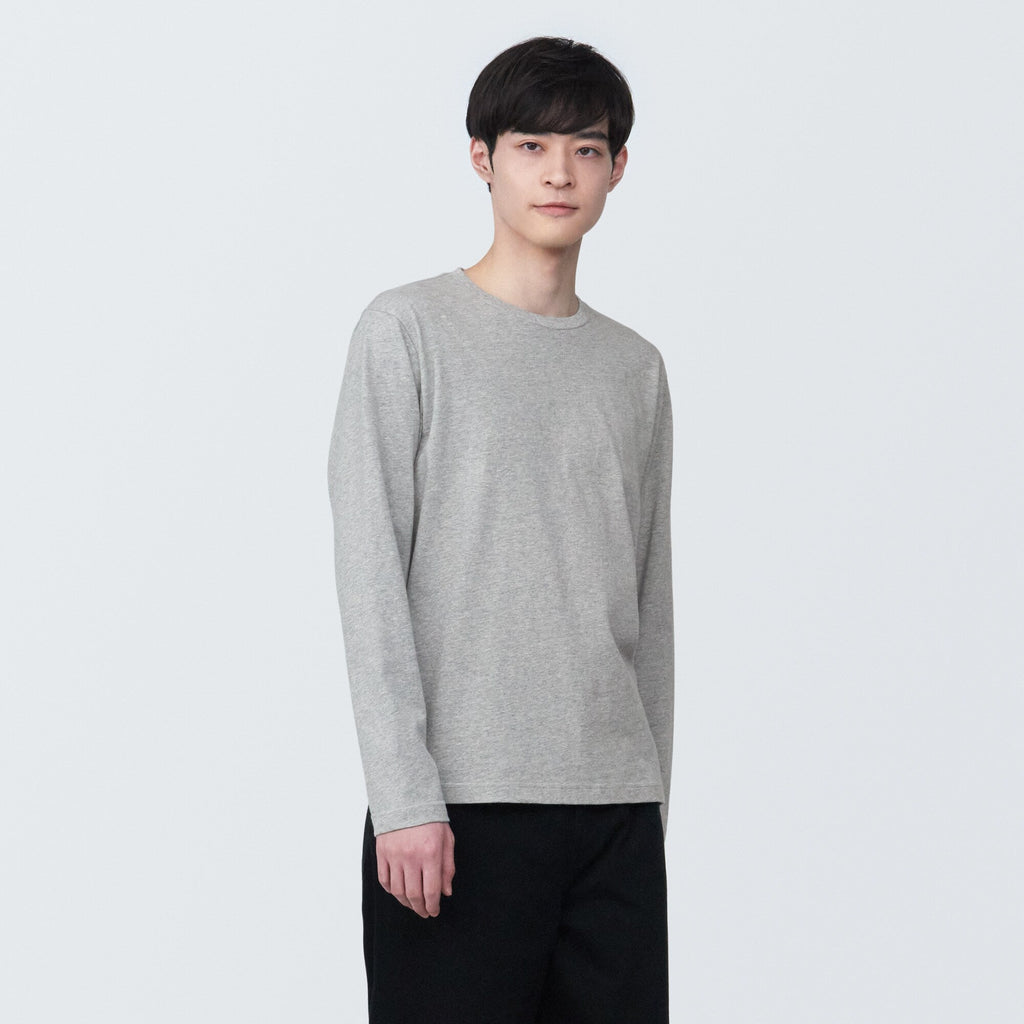 Men's Washed Jersey Crew Neck Long Sleeve T-Shirt