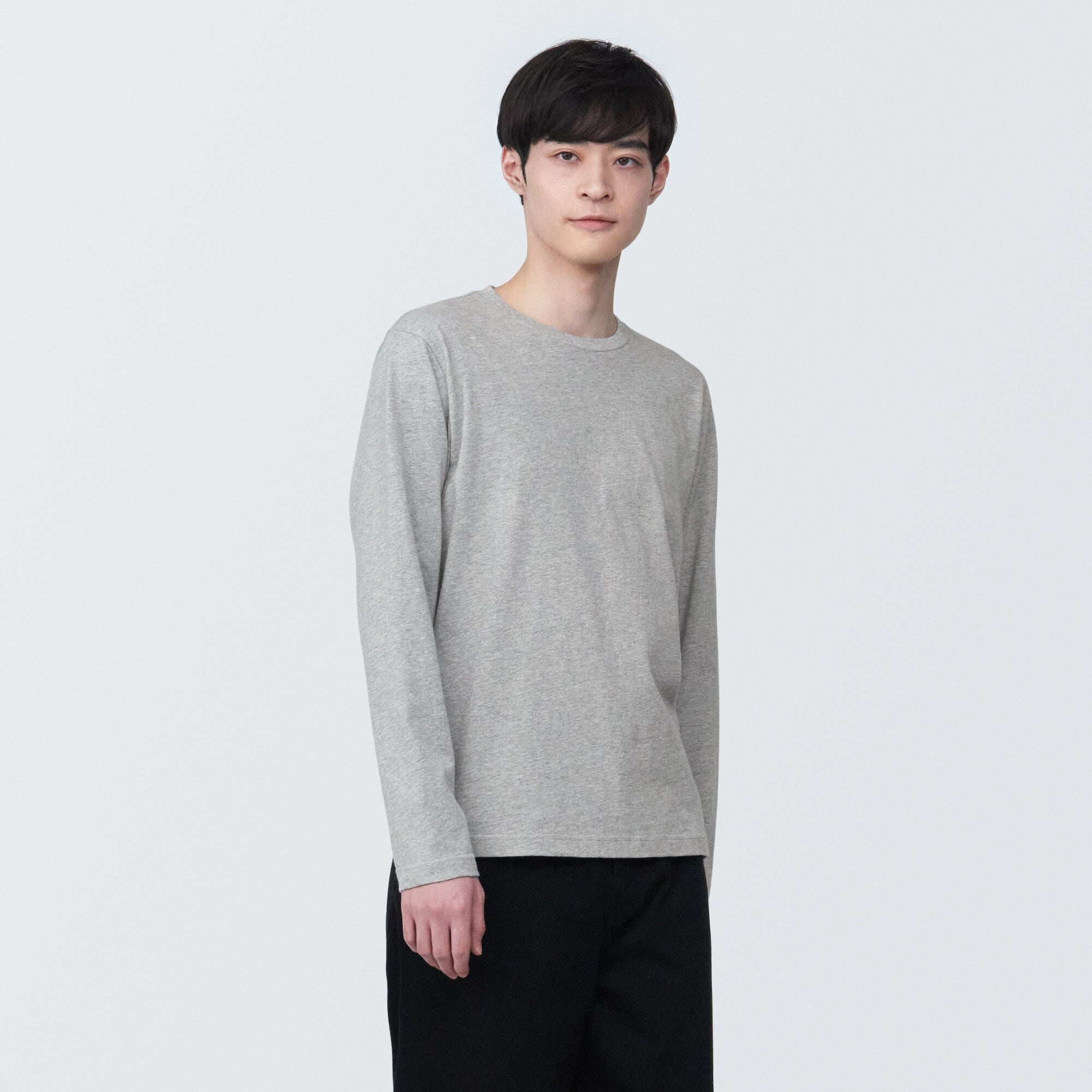 Men's Washed Jersey Crew Neck Long Sleeve T-Shirt