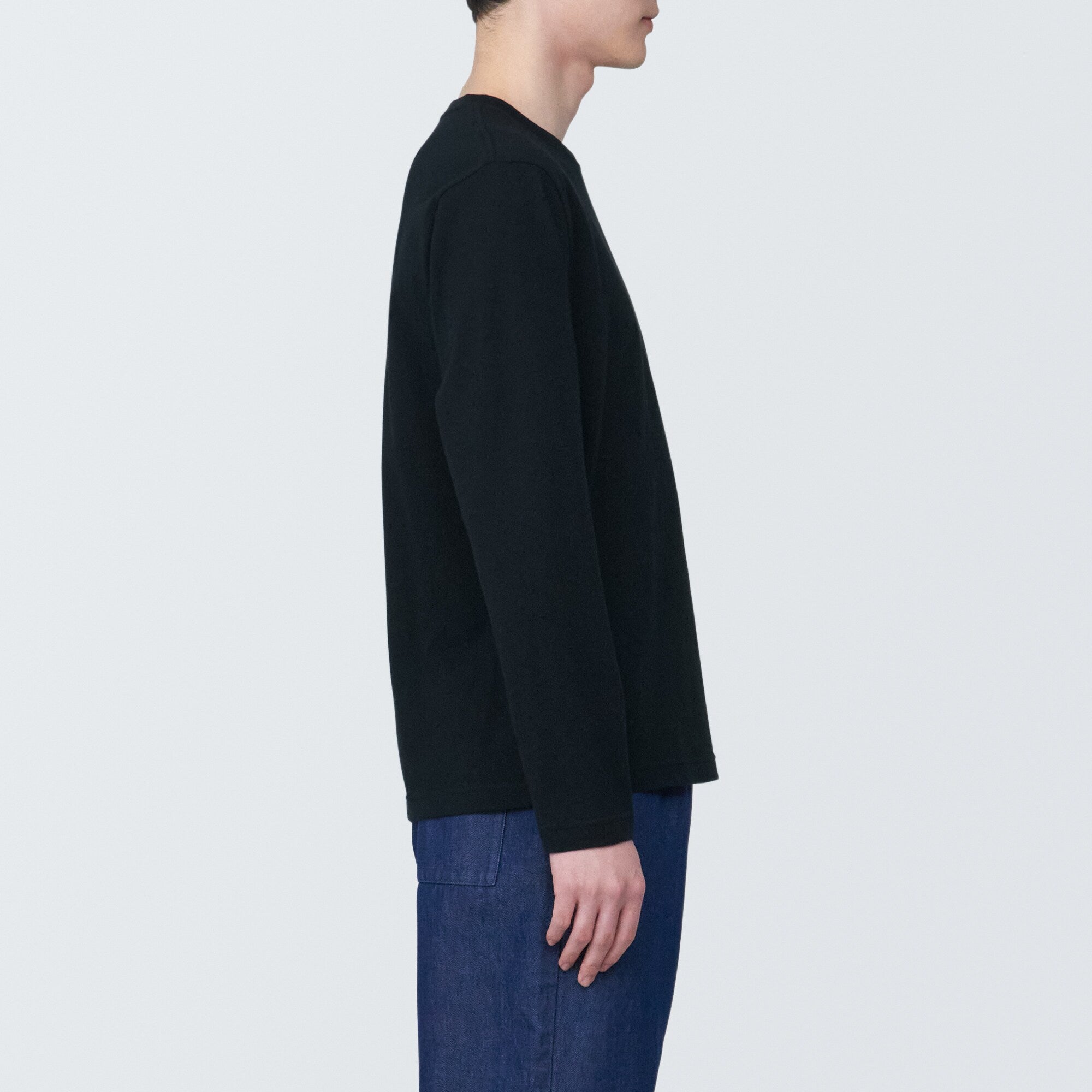 Men's Washed Jersey Crew Neck Long Sleeve T-Shirt