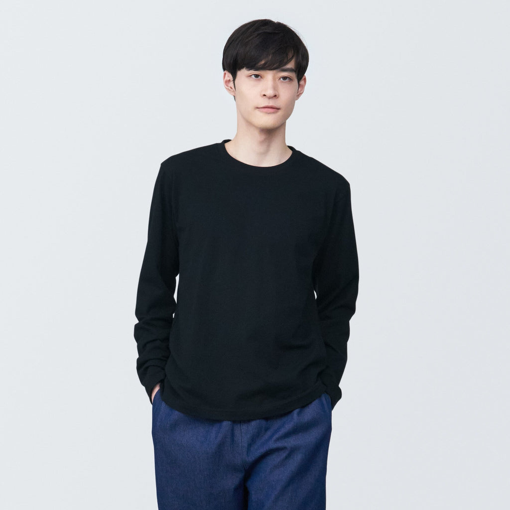 Men's Washed Jersey Crew Neck Long Sleeve T-Shirt