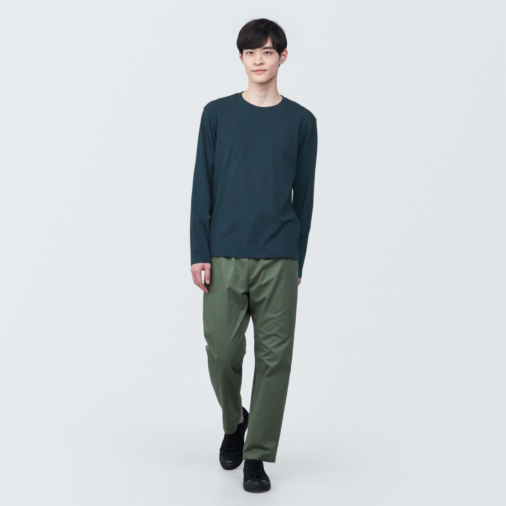 Men's Washed Jersey Crew Neck Long Sleeve T-Shirt