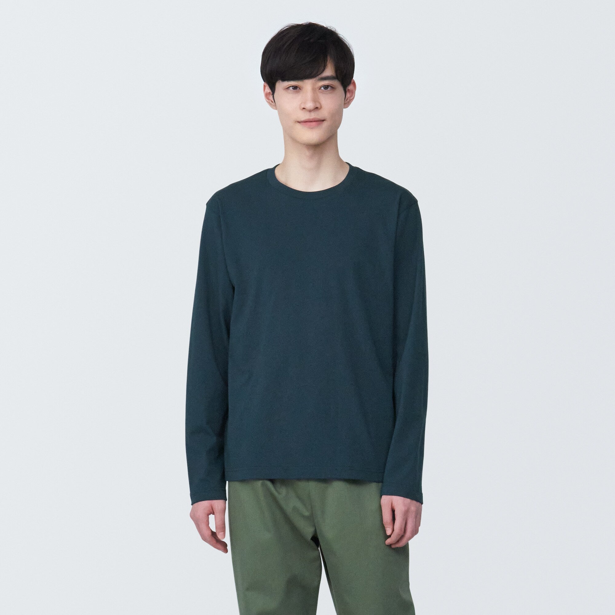 Men's Washed Jersey Crew Neck Long Sleeve T-Shirt