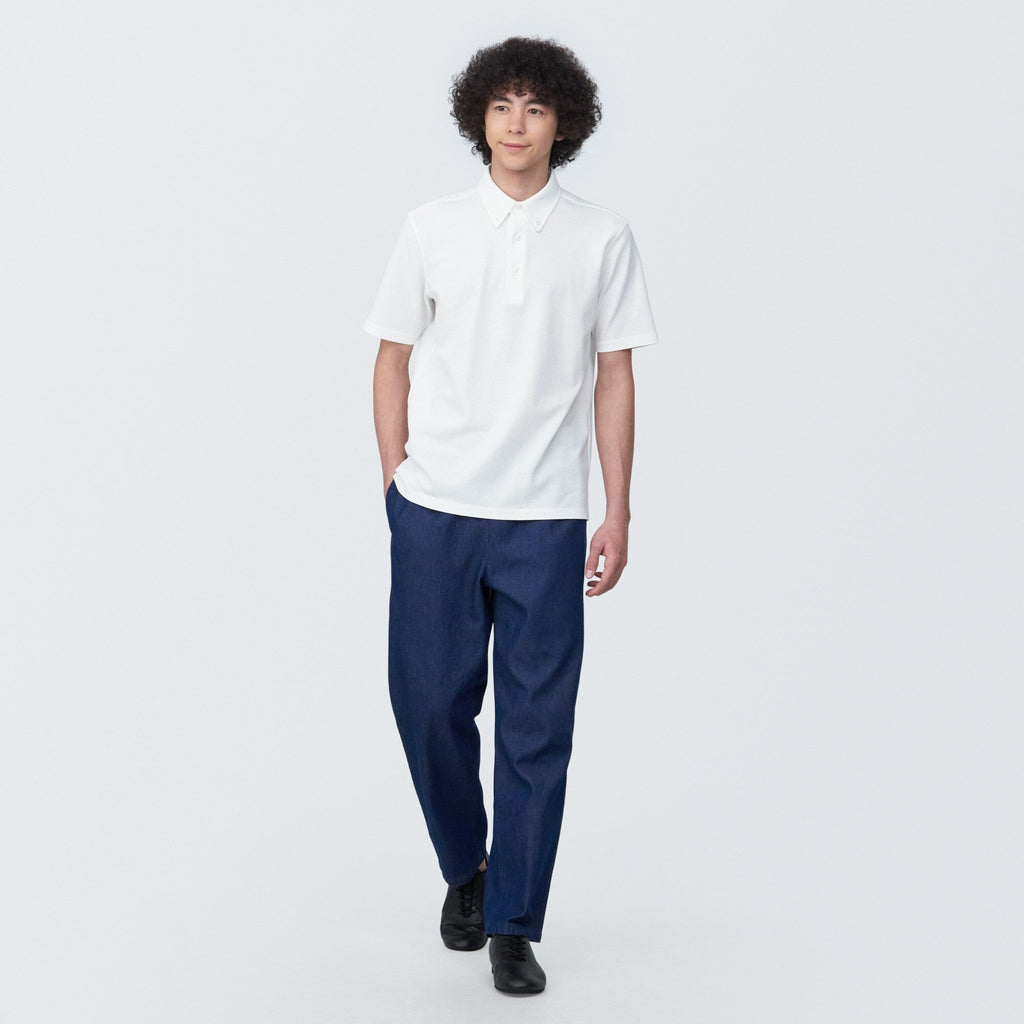 Men's Cool Touch Pique Button Down Polo Shirt