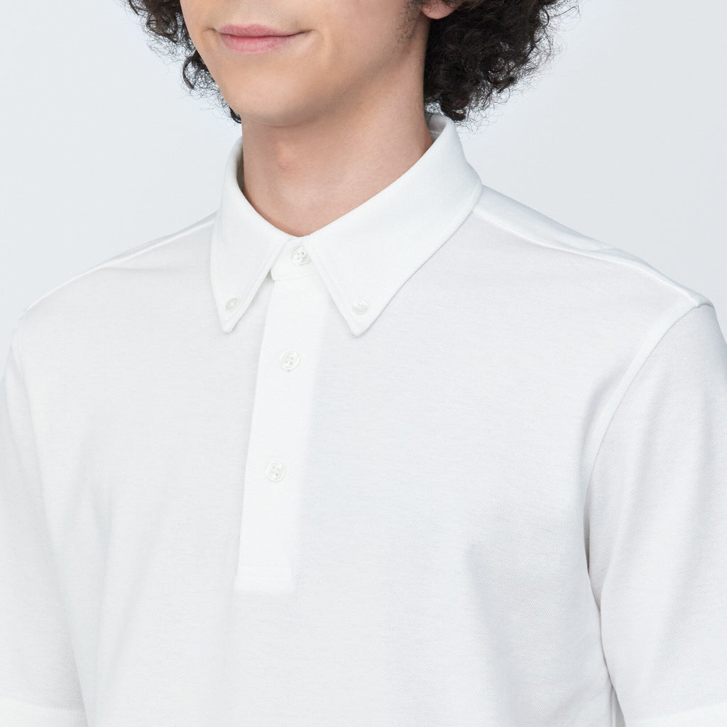 Men's Cool Touch Pique Button Down Polo Shirt