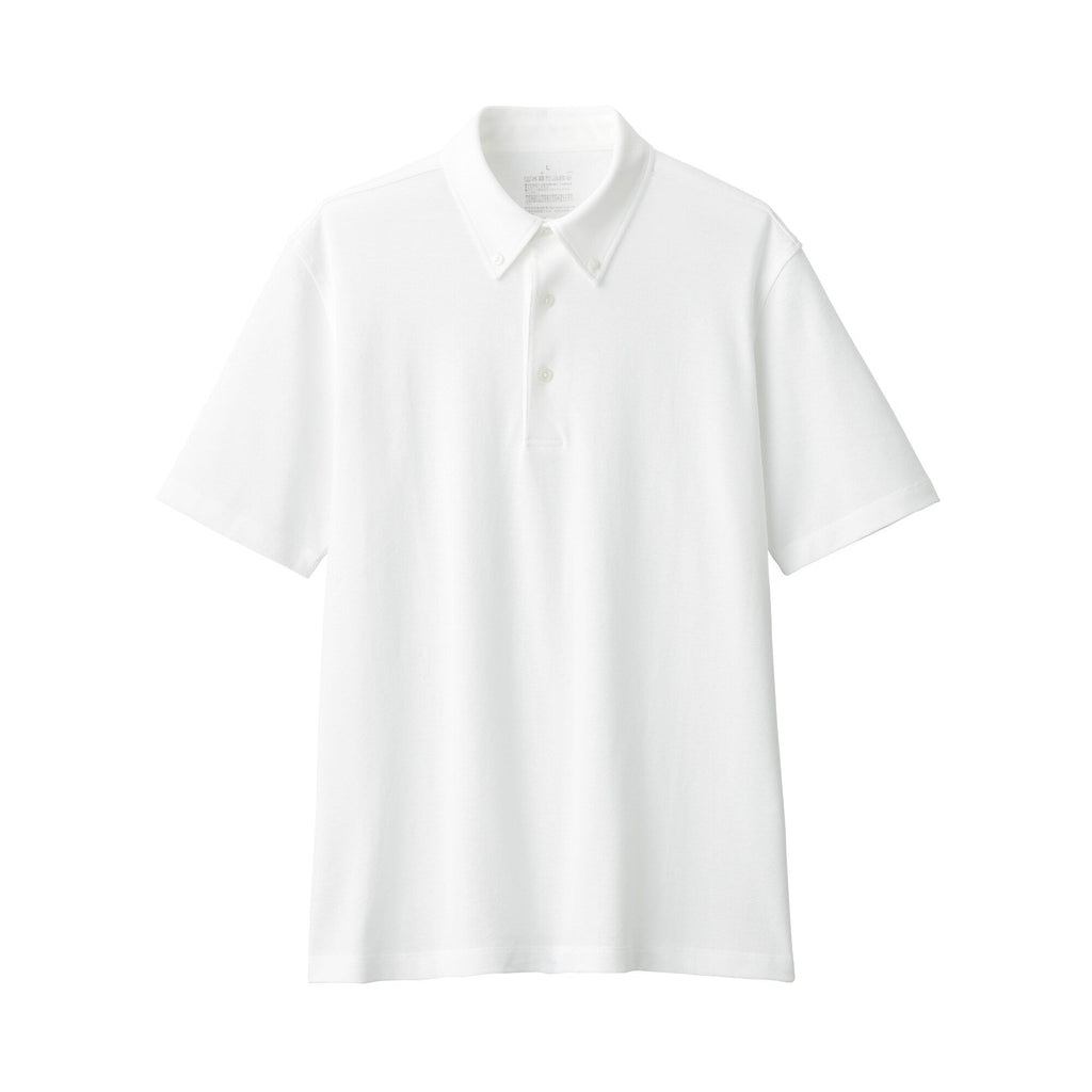 Men's Cool Touch Pique Button Down Polo Shirt