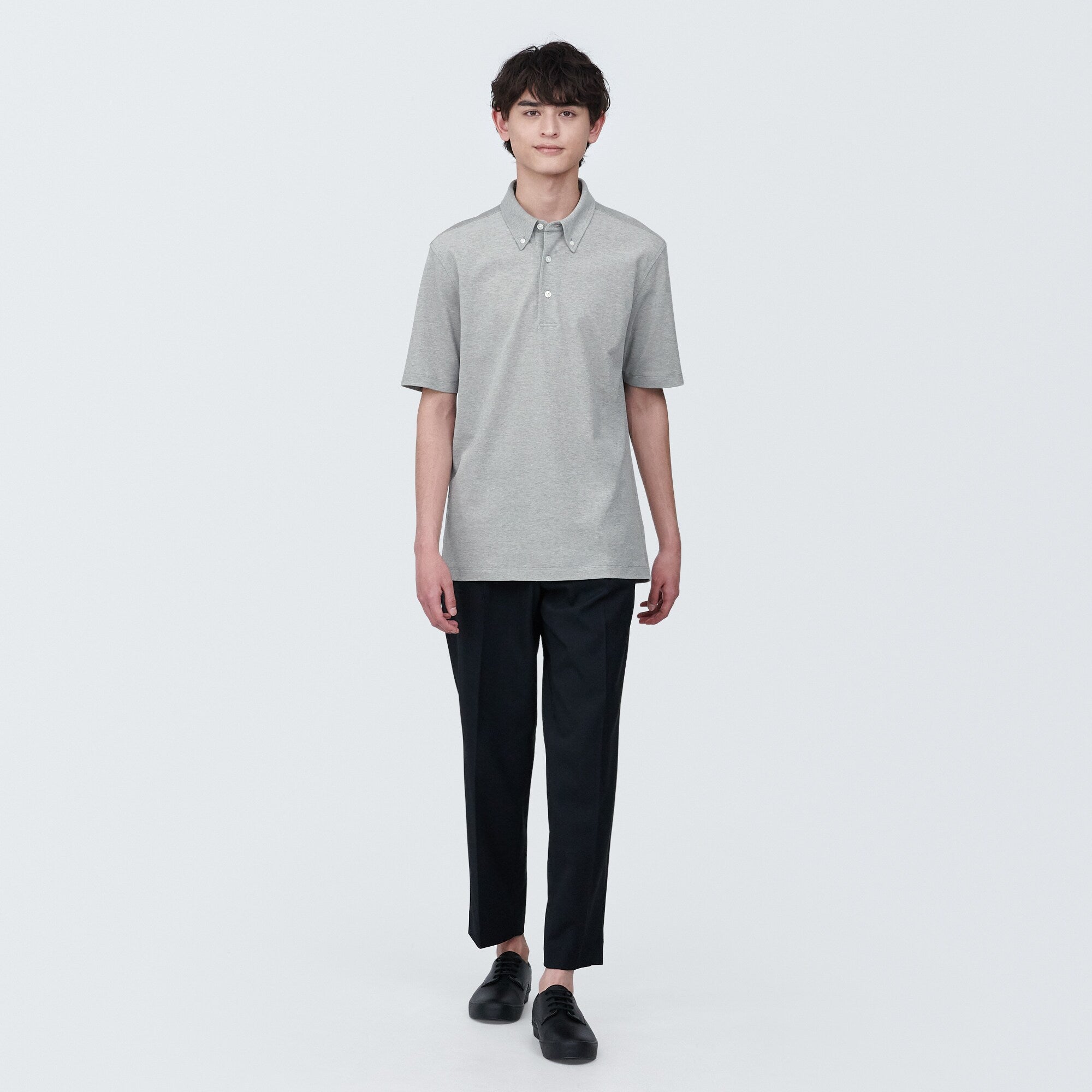 Men's Cool Touch Pique Button Down Polo Shirt