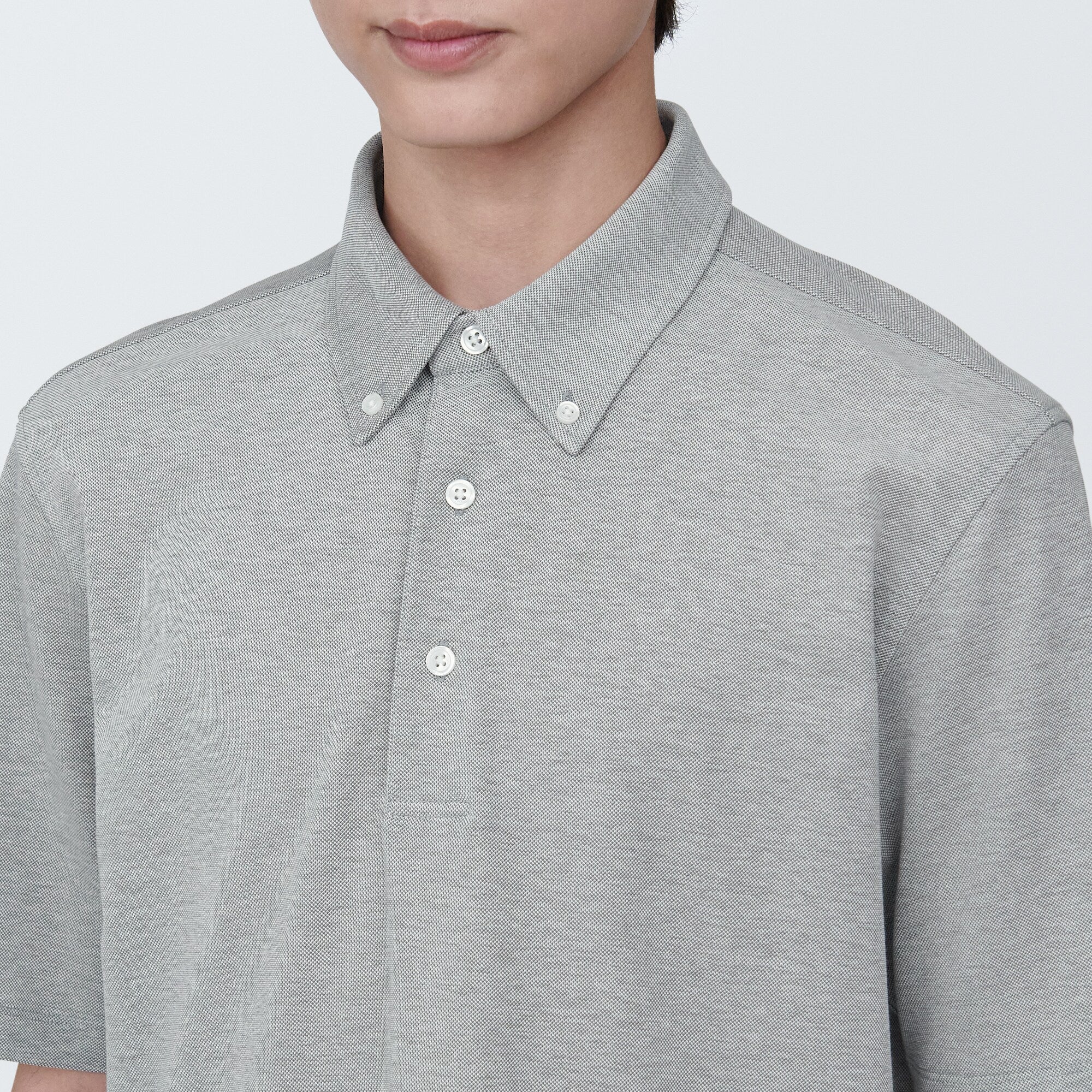 Men's Cool Touch Pique Button Down Polo Shirt