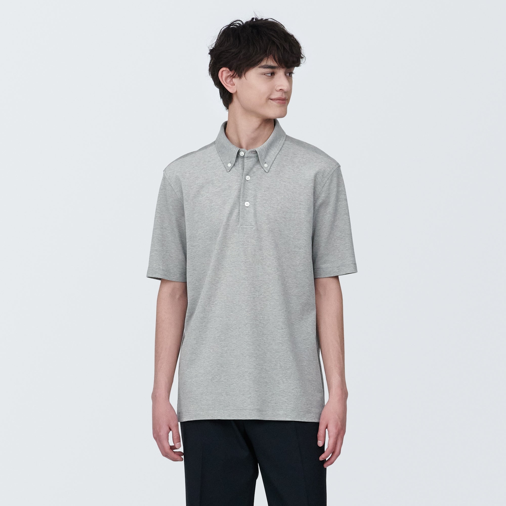 Men's Cool Touch Pique Button Down Polo Shirt