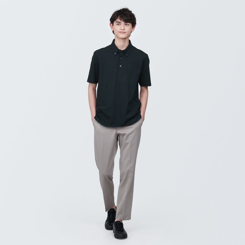 Men's Cool Touch Pique Button Down Polo Shirt
