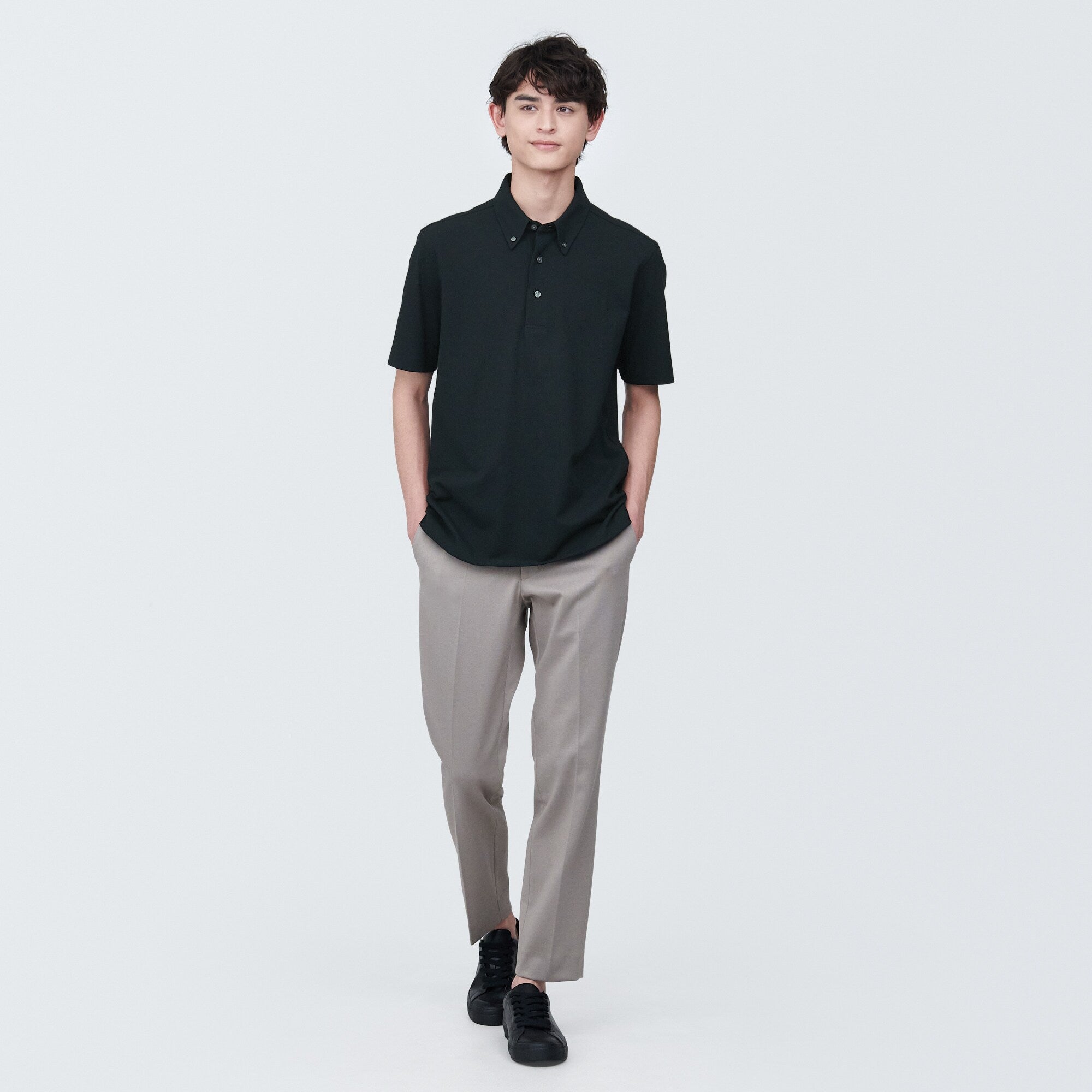 Men's Cool Touch Pique Button Down Polo Shirt