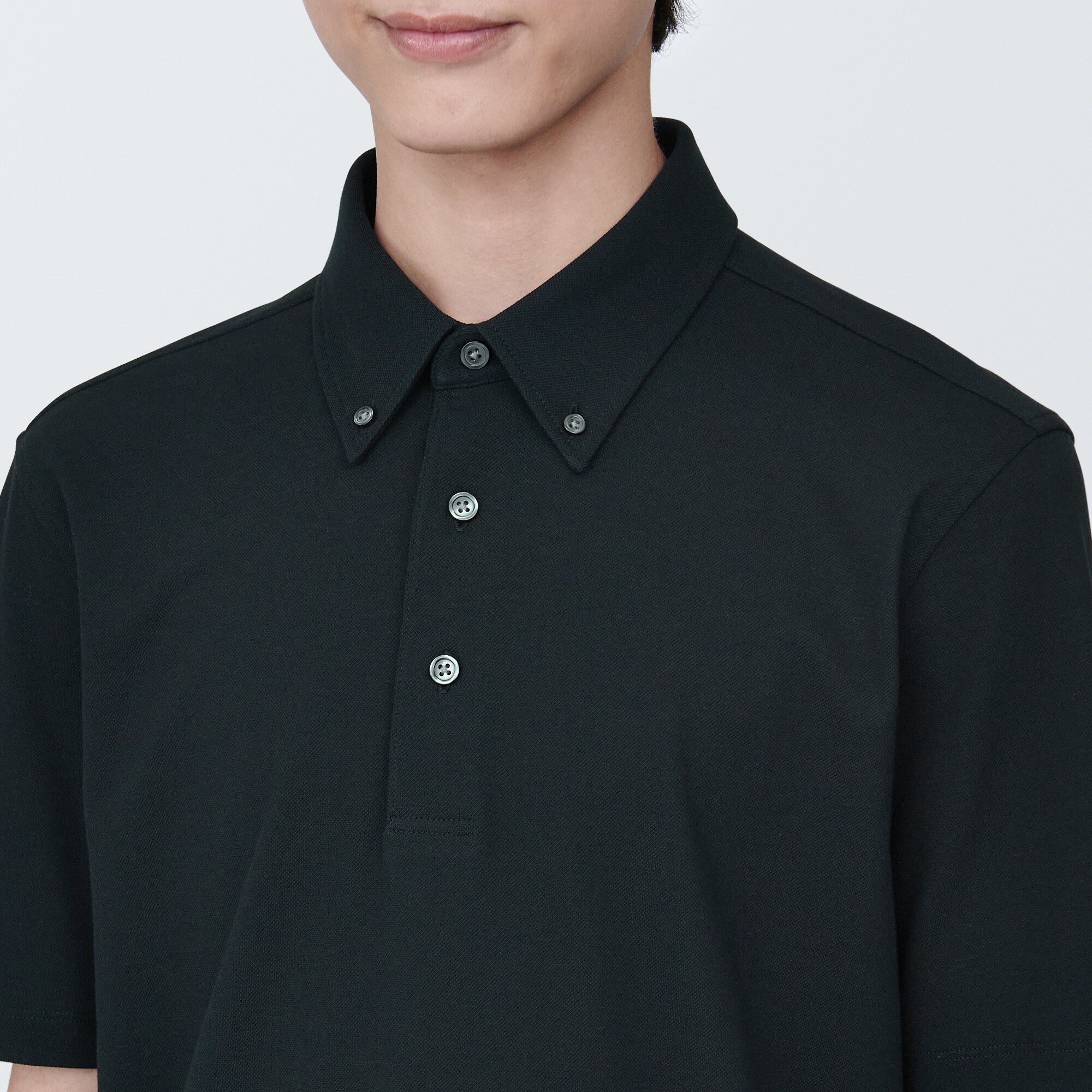 Men's Cool Touch Pique Button Down Polo Shirt
