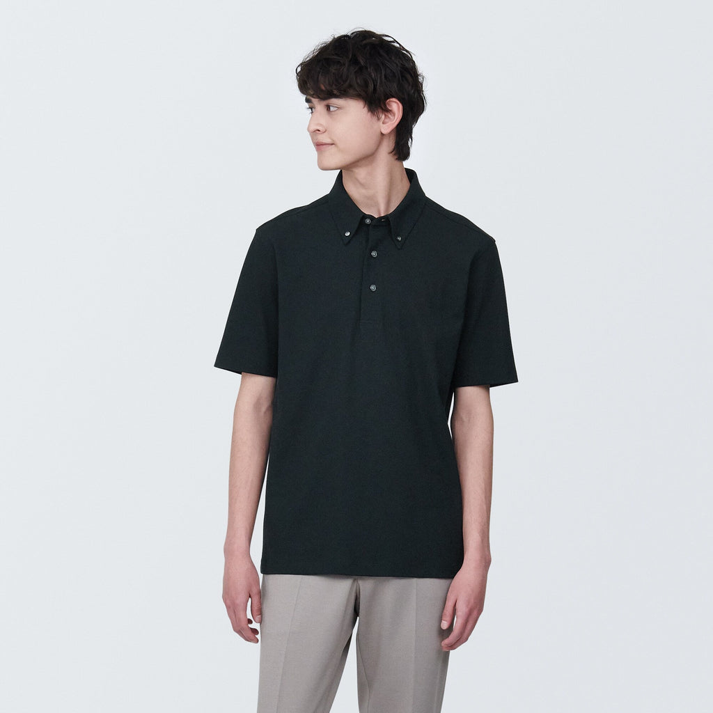 Men's Cool Touch Pique Button Down Polo Shirt