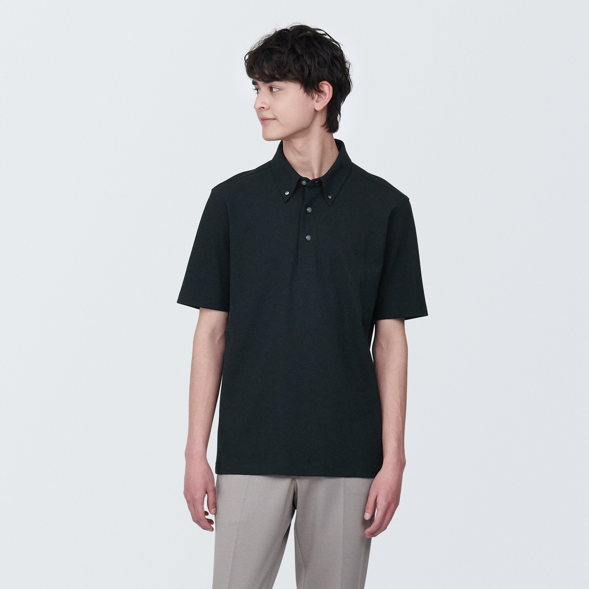Men's Cool Touch Pique Button Down Polo Shirt