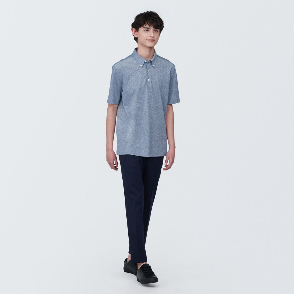 Men's Cool Touch Pique Button Down Polo Shirt