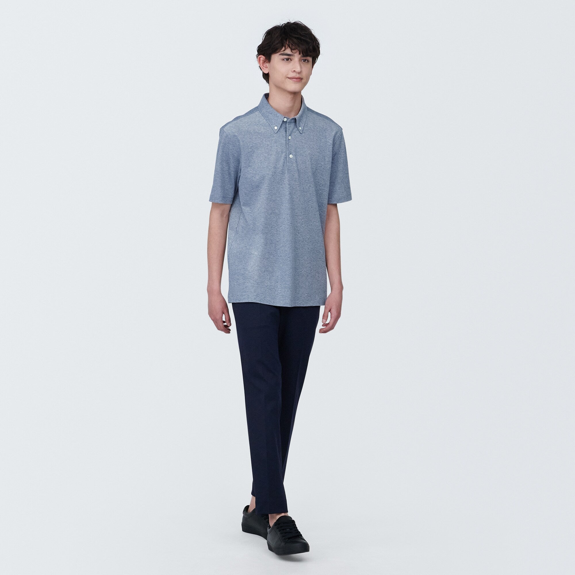 Men's Cool Touch Pique Button Down Polo Shirt