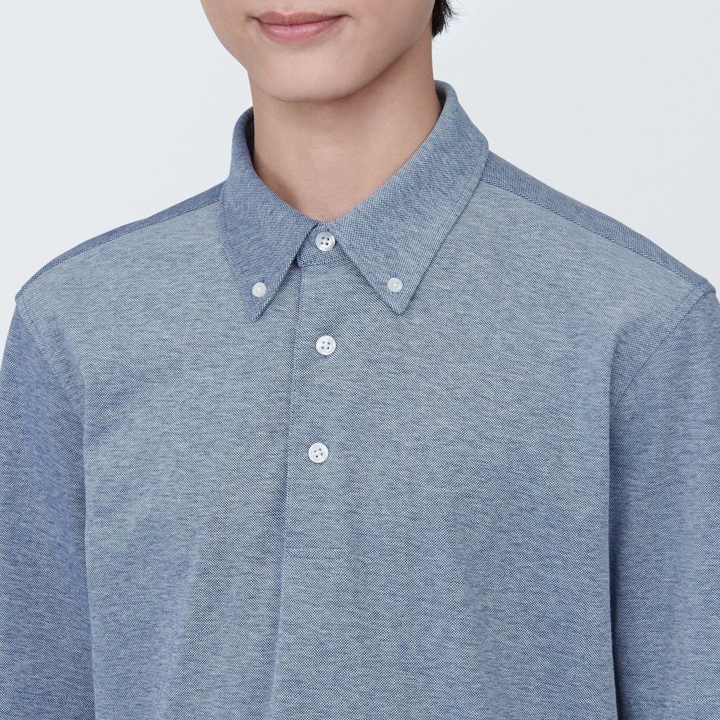Men's Cool Touch Pique Button Down Polo Shirt