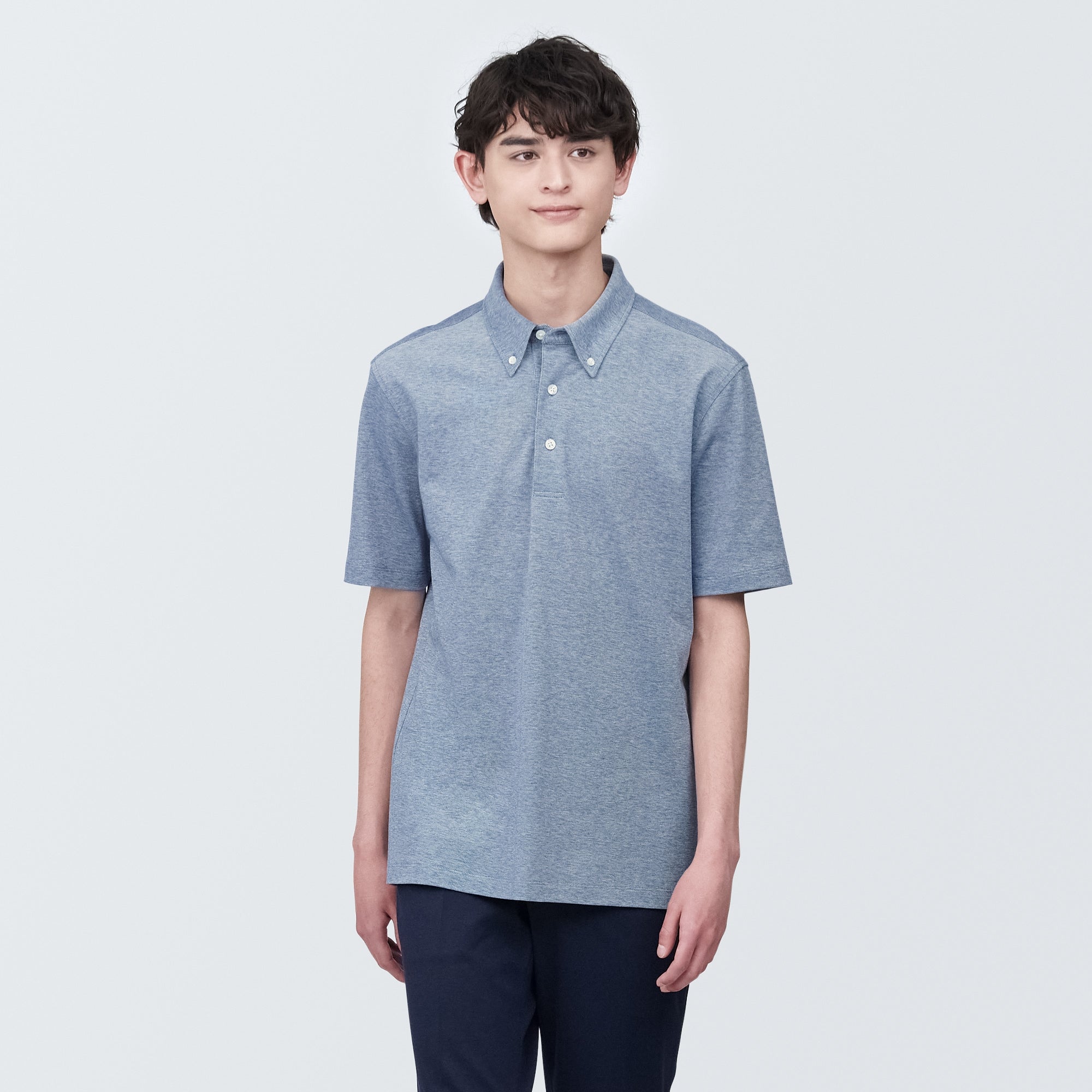 Men's Cool Touch Pique Button Down Polo Shirt