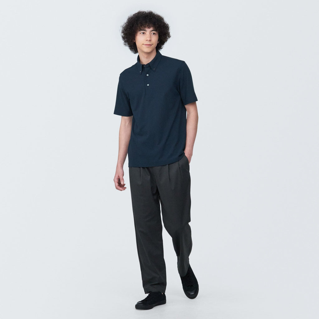 Men's Cool Touch Pique Button Down Polo Shirt