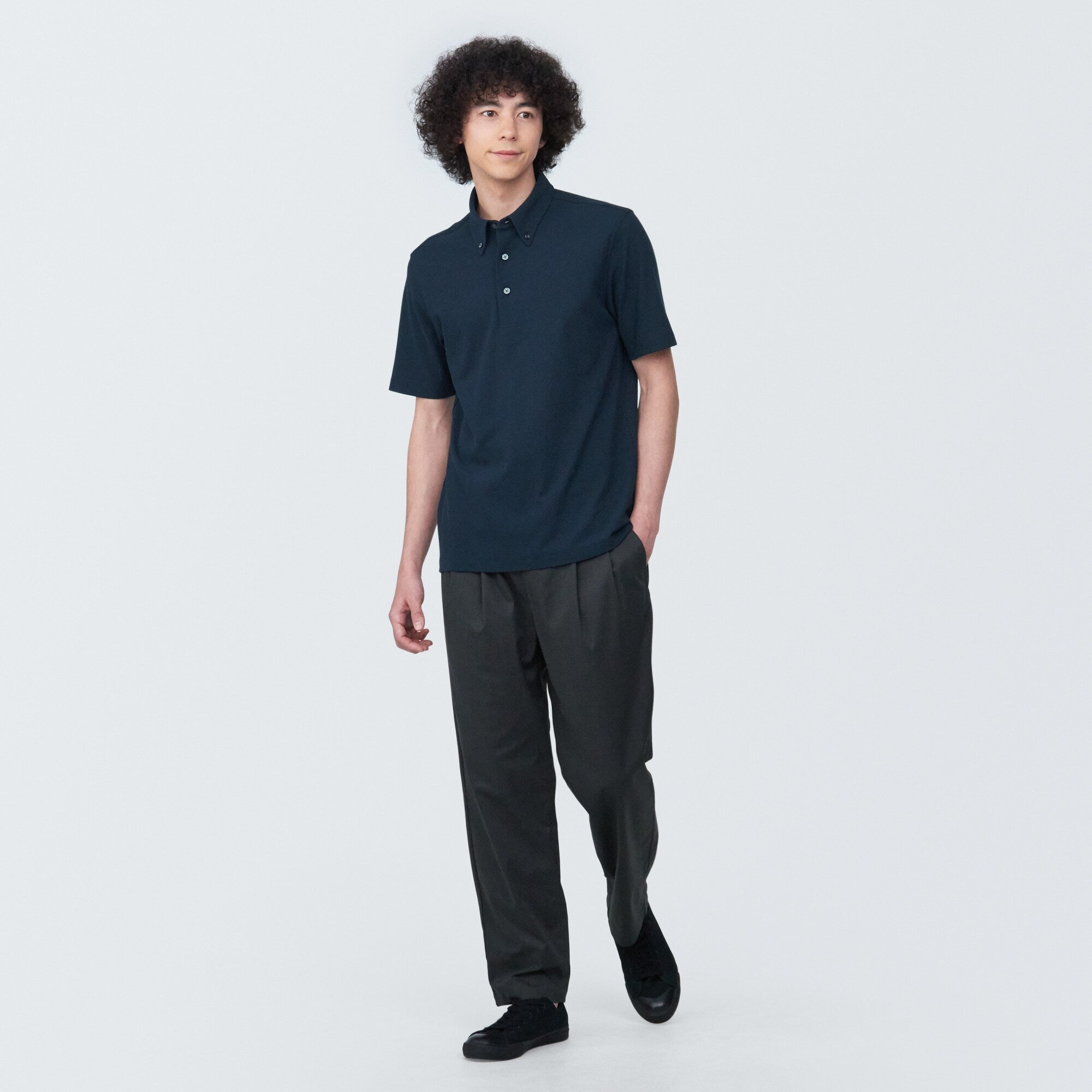Men's Cool Touch Pique Button Down Polo Shirt
