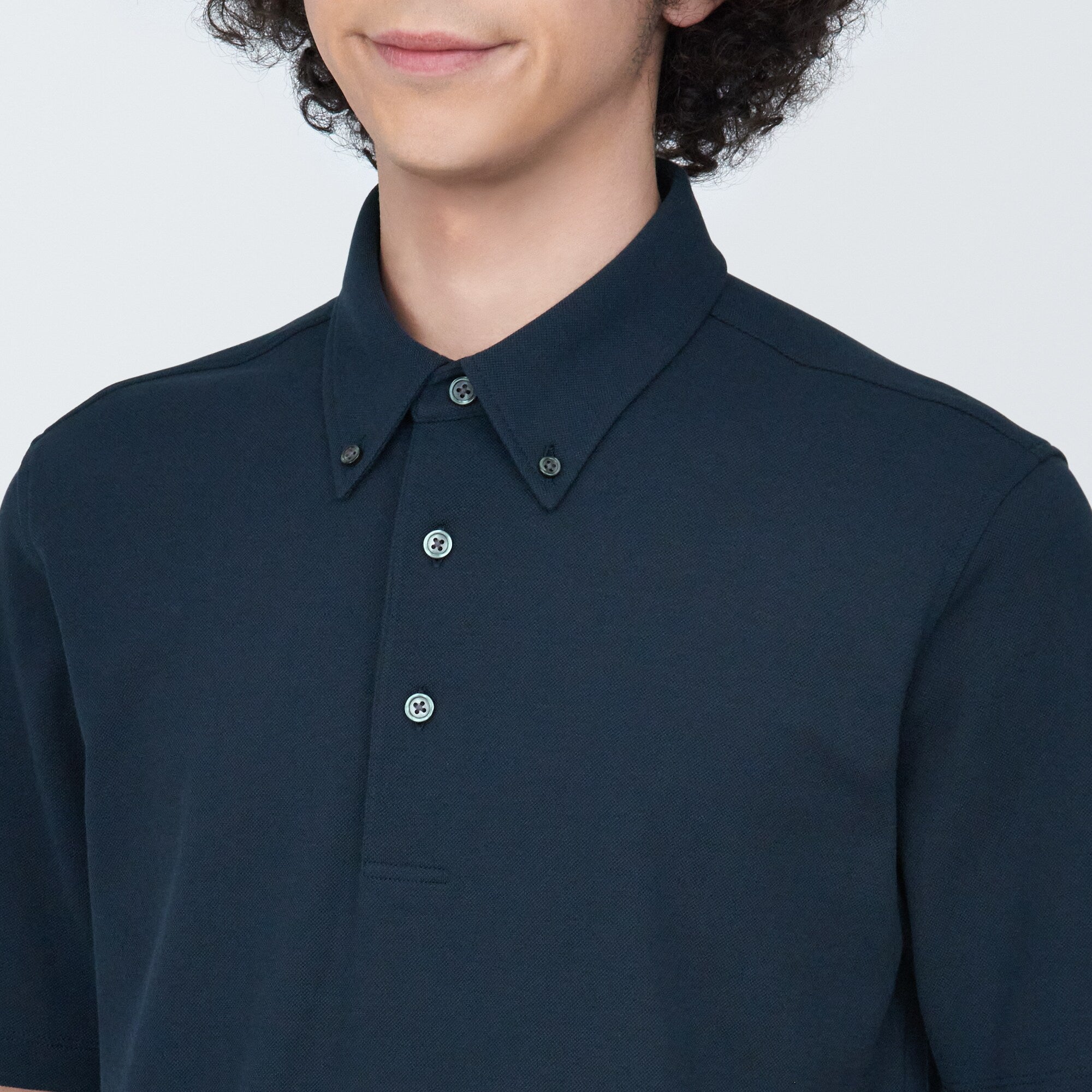 Men's Cool Touch Pique Button Down Polo Shirt