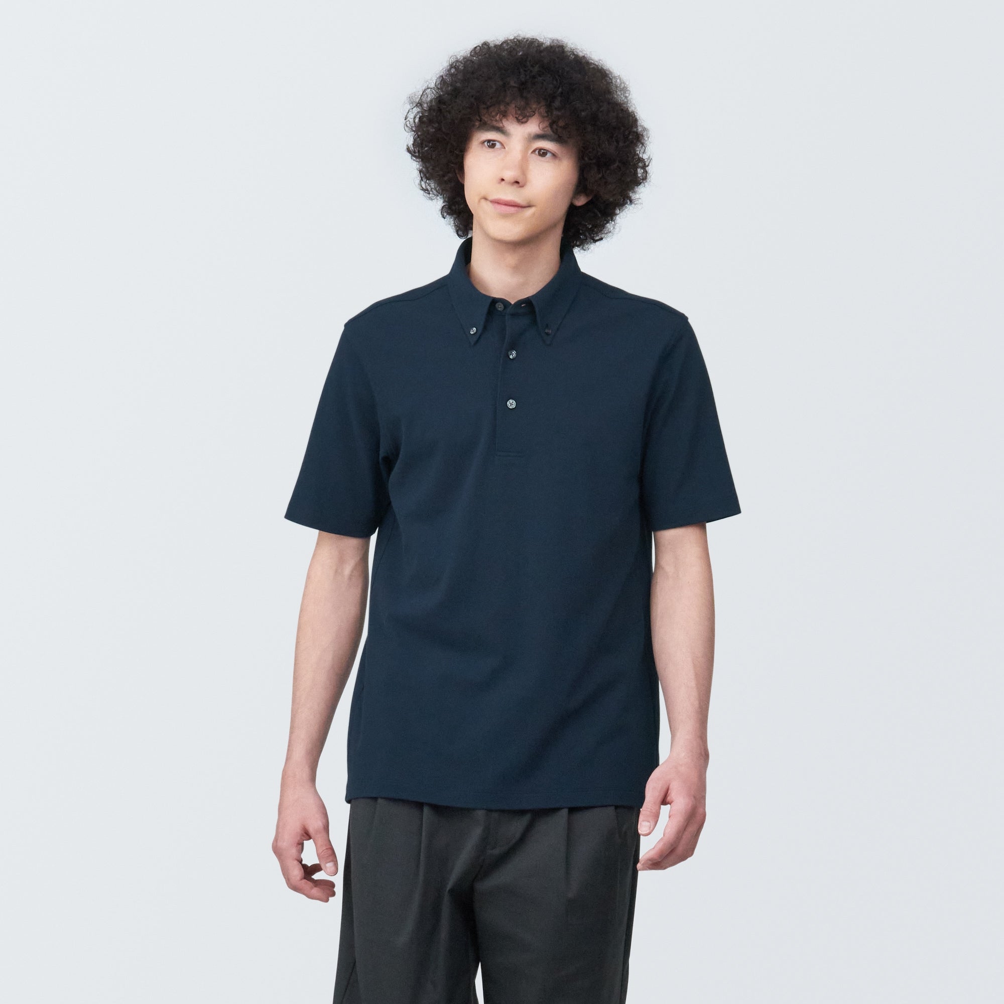 Men's Cool Touch Pique Button Down Polo Shirt