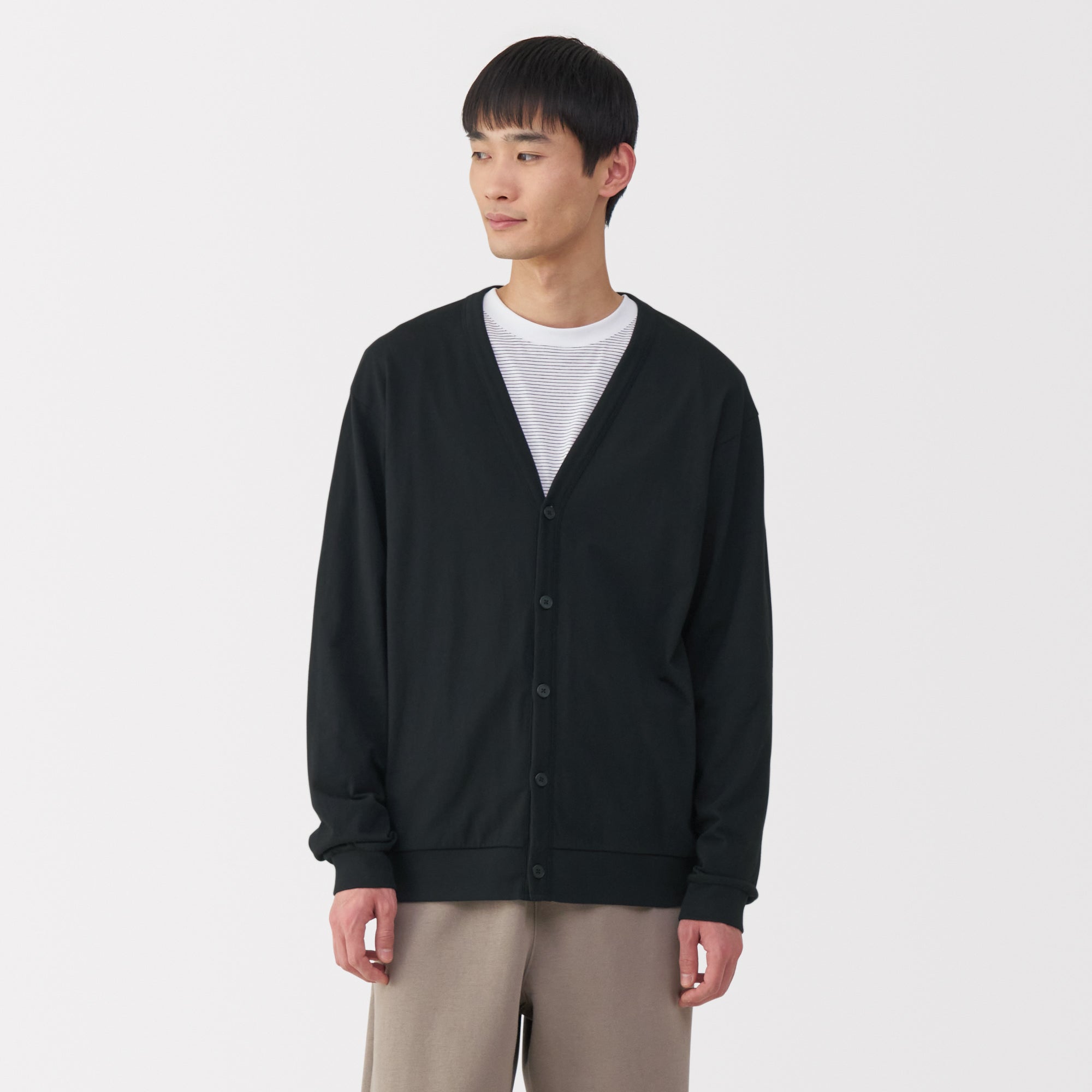 Men's Jersey V Neck Cardigan