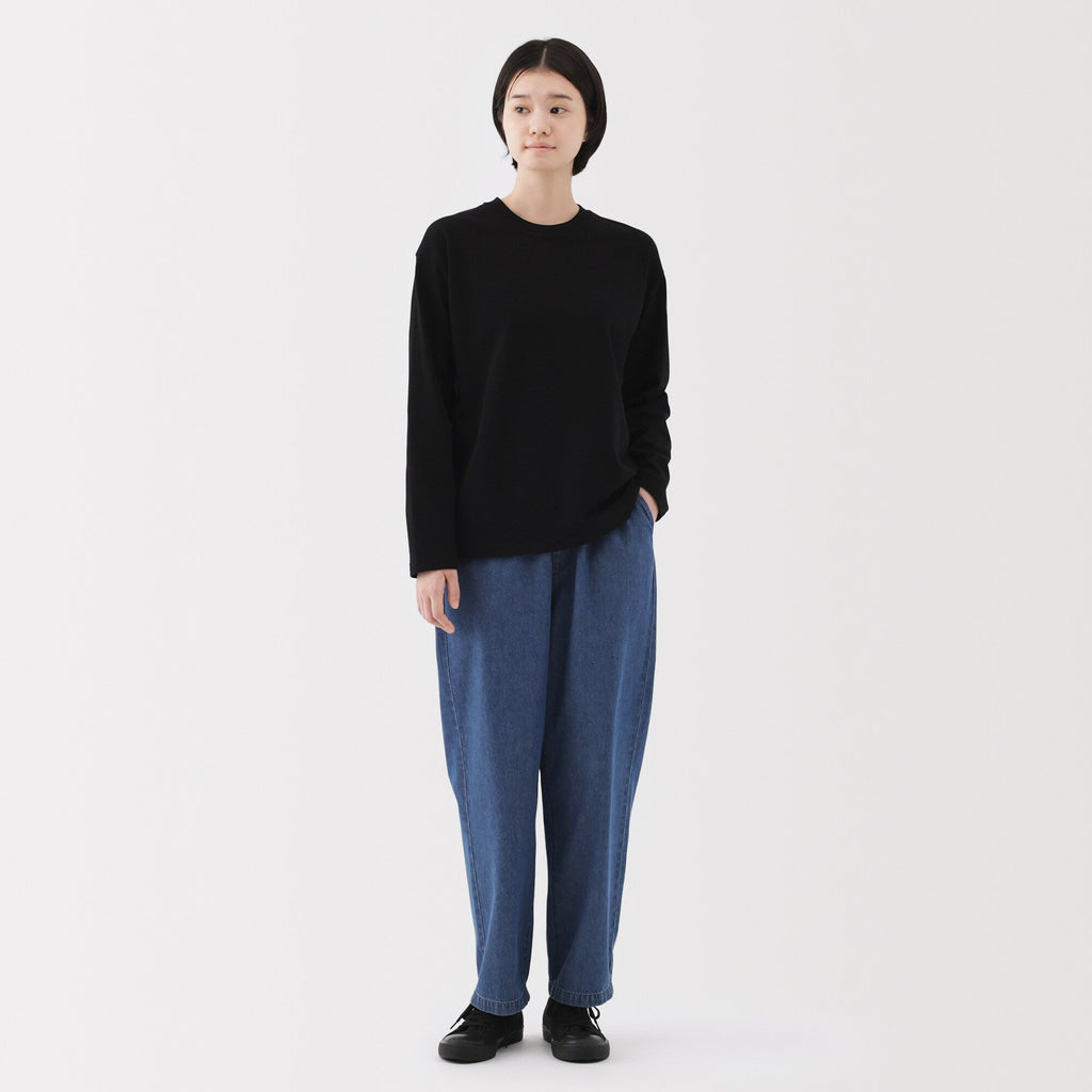 Washed Denim Easy Tapered Pants