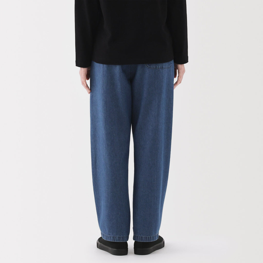 Washed Denim Easy Tapered Pants