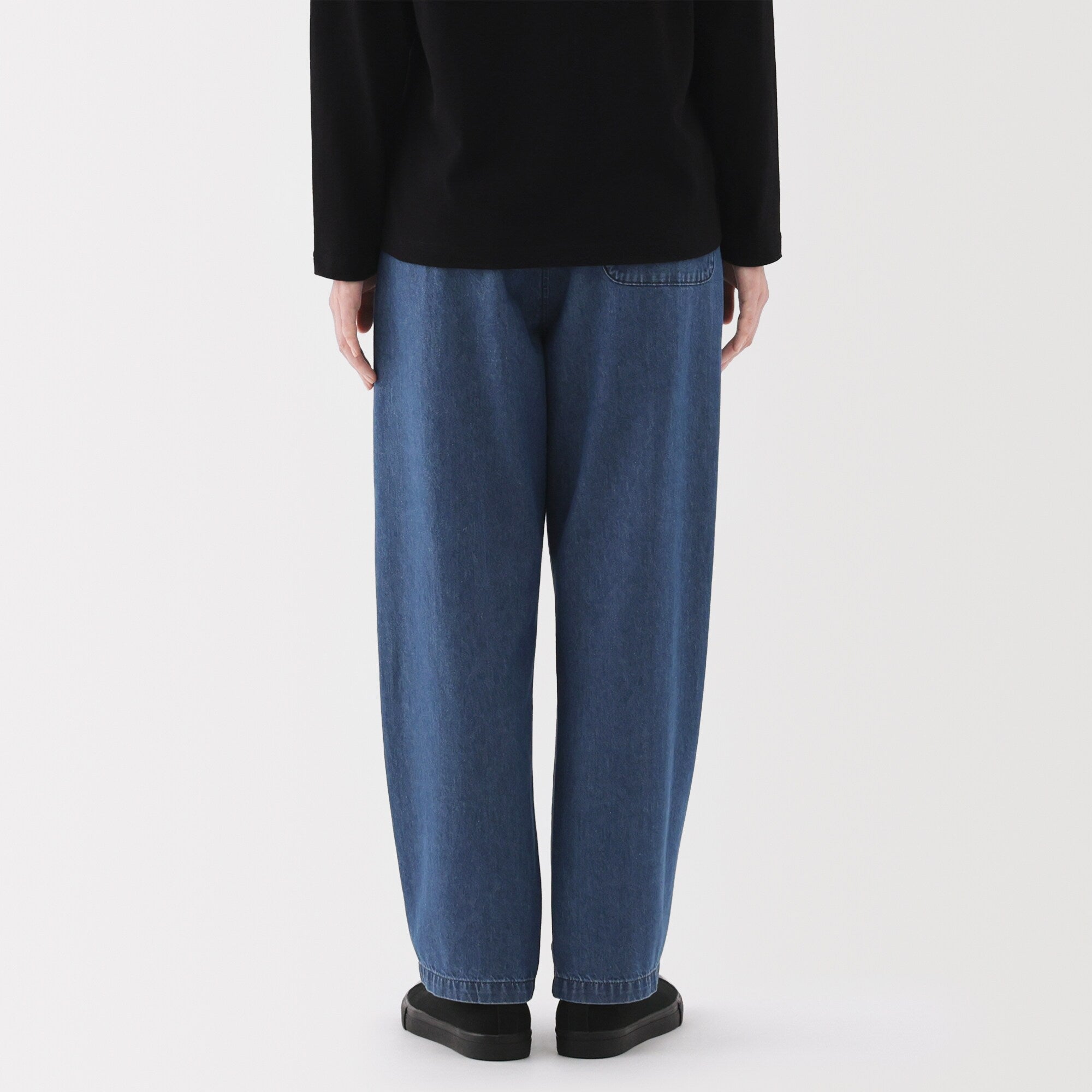 Washed Denim Easy Tapered Pants
